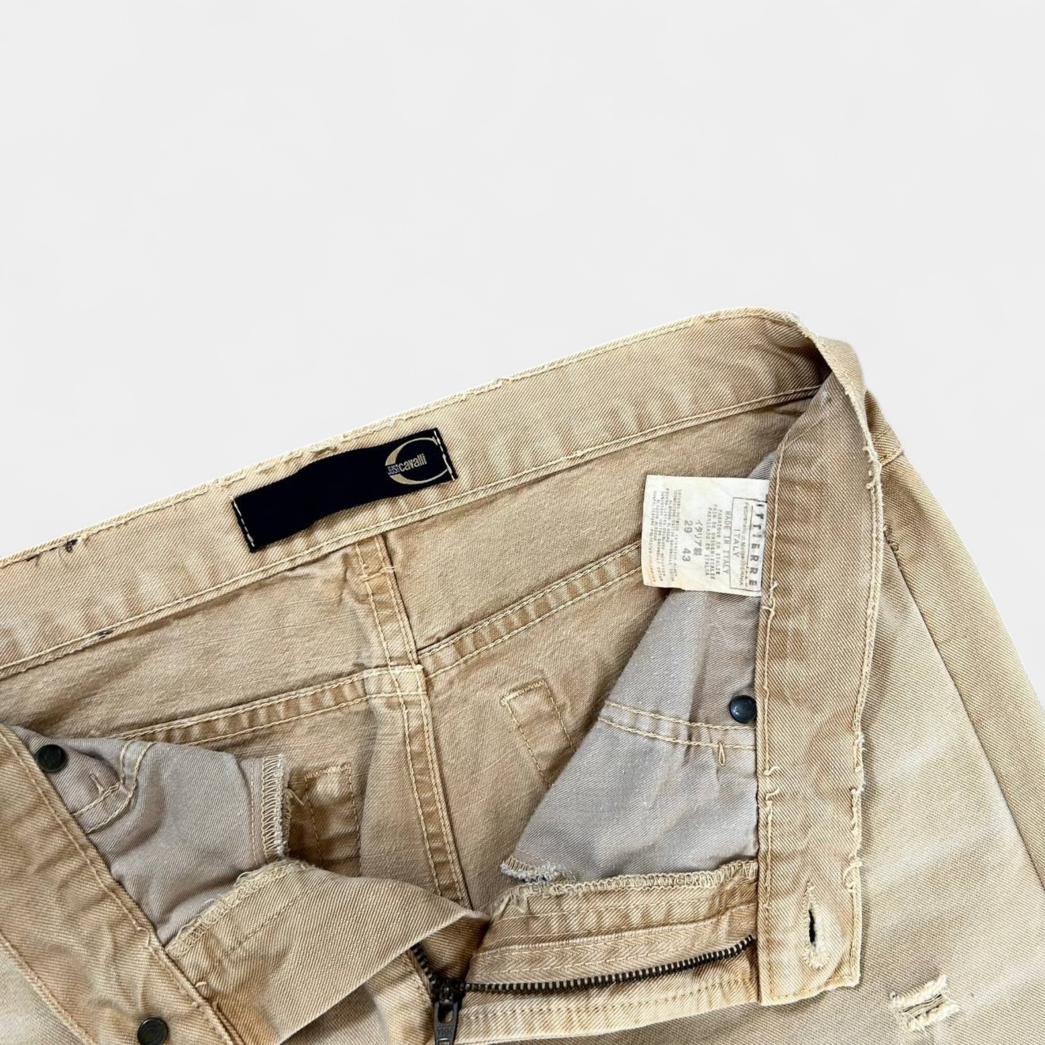 Just Cavalli Beige Distressed Jeans