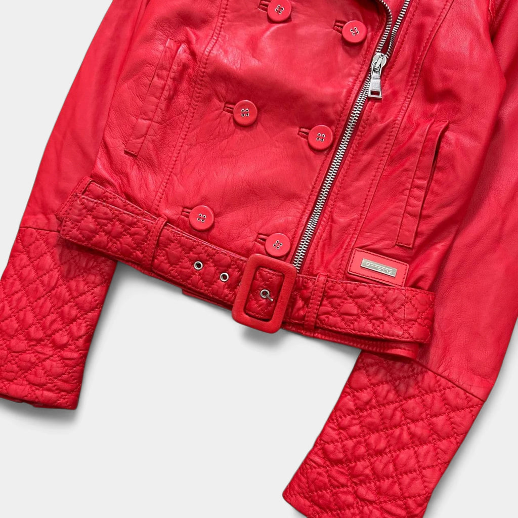 Gianfranco Ferré 1990s Quilted Red Leather Biker Jacket