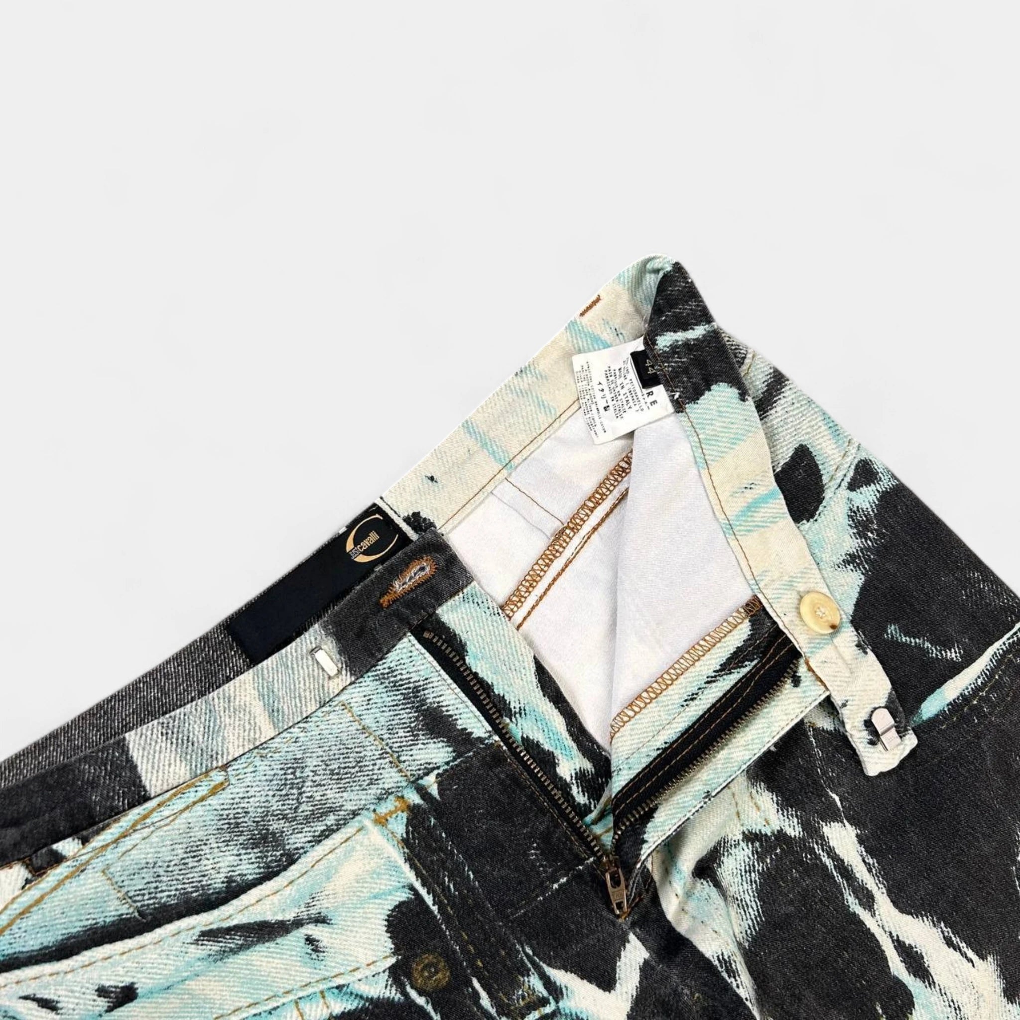 Just Cavalli Denim on Denim Printed Teal Jeans