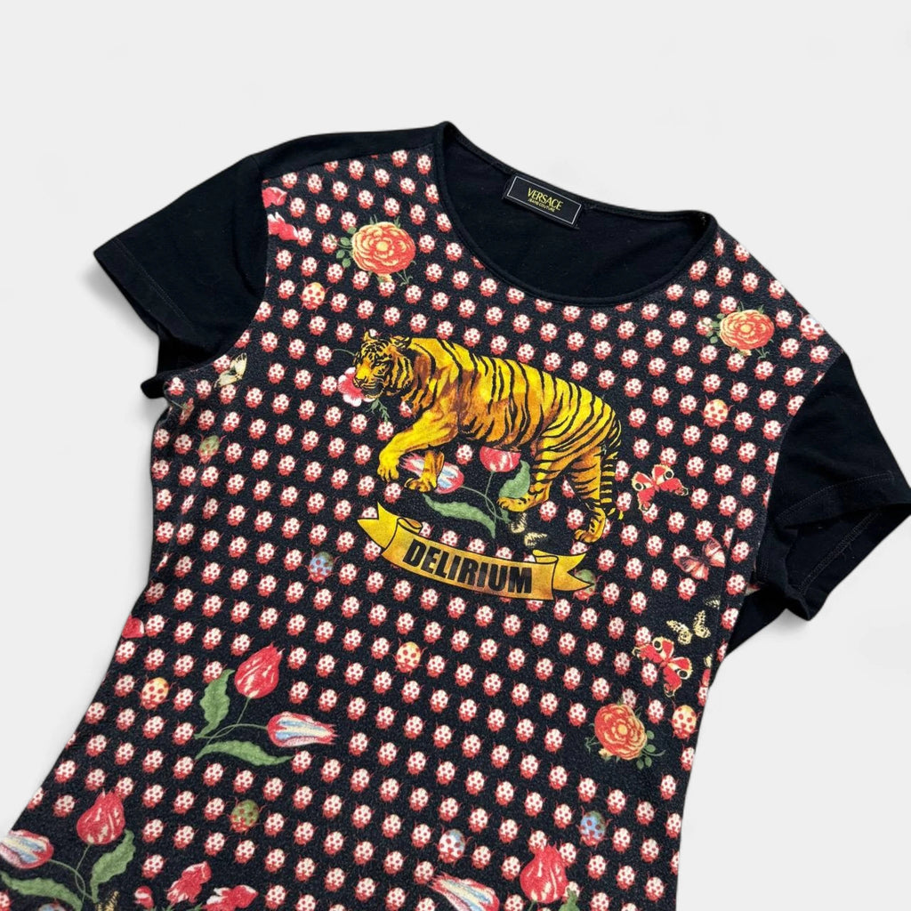 Versace Vintage 'Delirium' Tiger & Floral T-Shirt