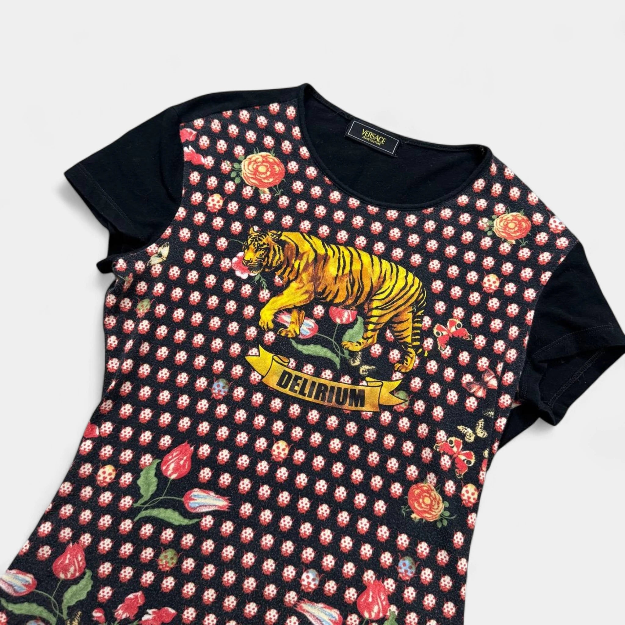 Versace Vintage 'Delirium' Tiger & Floral T-Shirt