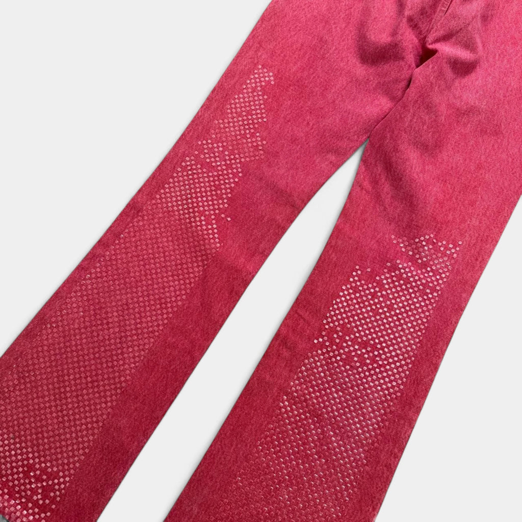 Just Cavalli 2000's Washed Red Crystal Embellished Flared Jeans