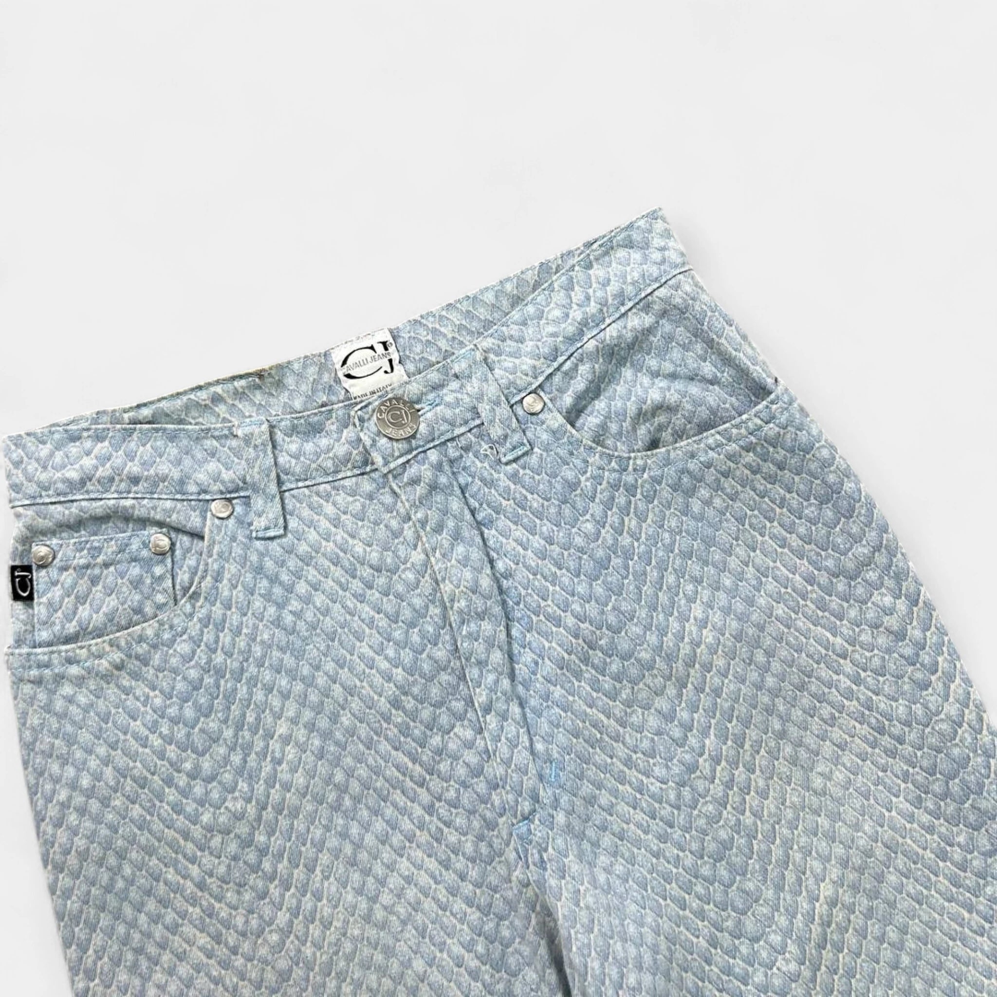 Cavalli Jeans Blue Snake Skin Pants