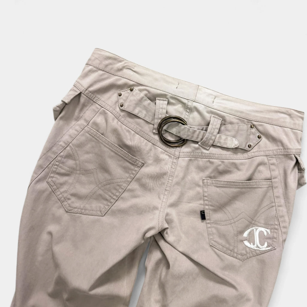 Just Cavalli 2000's Beige Utility Flared Pants