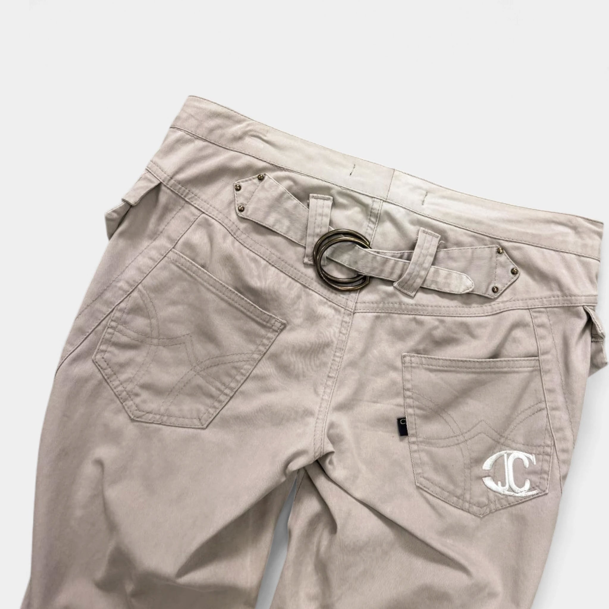 Just Cavalli 2000's Beige Utility Flared Pants