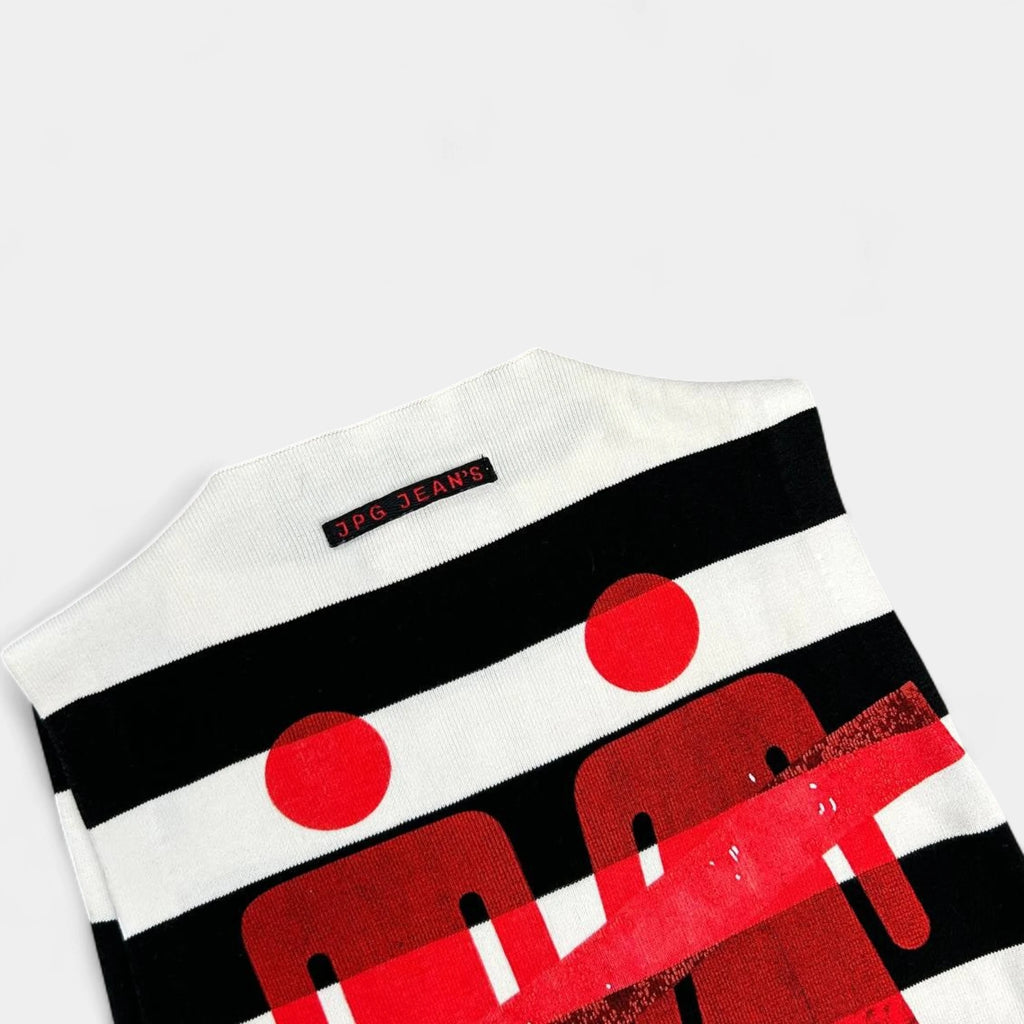 Jean Paul Gaultier Classic Black and White Striped Ribbed T-Shirt