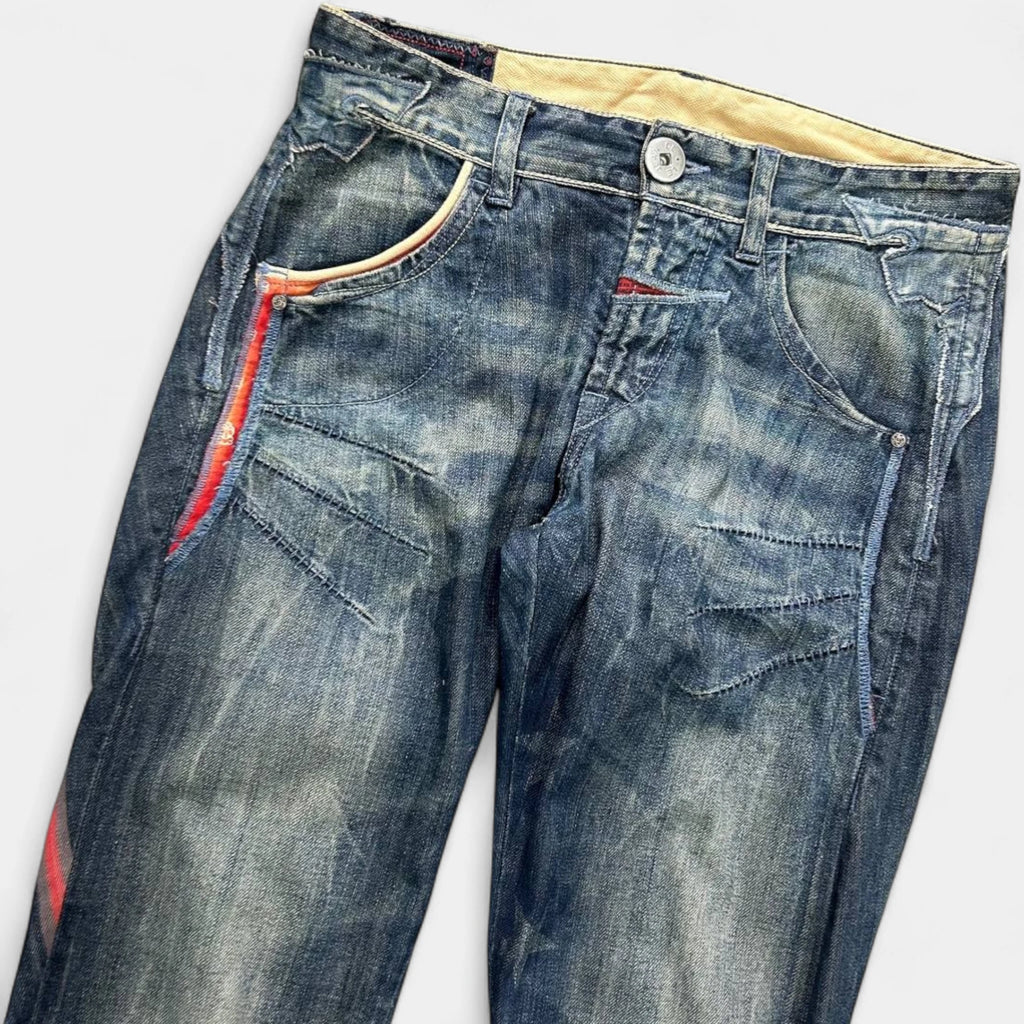 Marithé + François Girbaud "USA Flag" Wash Straight Leg Denim Jeans