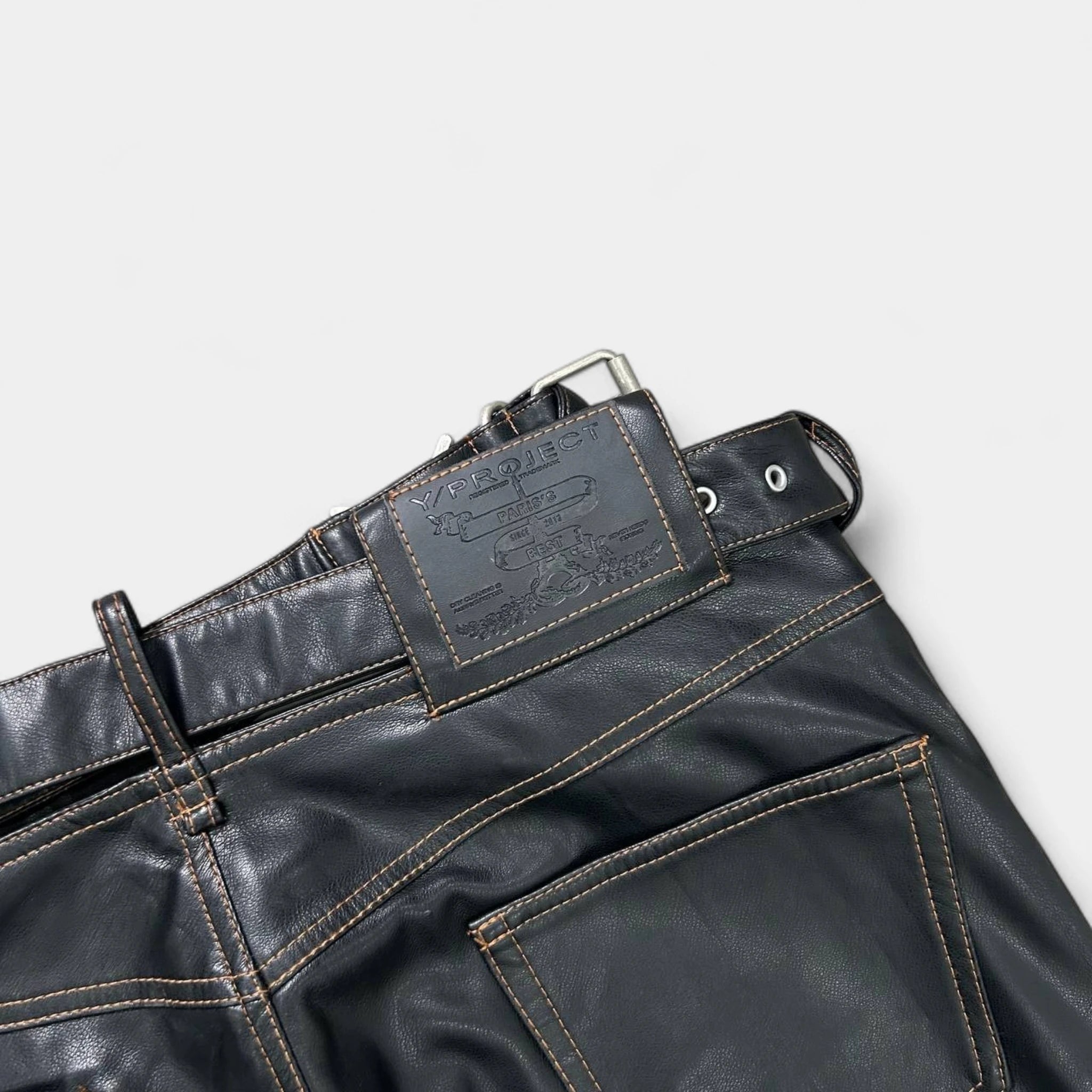 Y-Project Double Waisted Leather Wide Pants