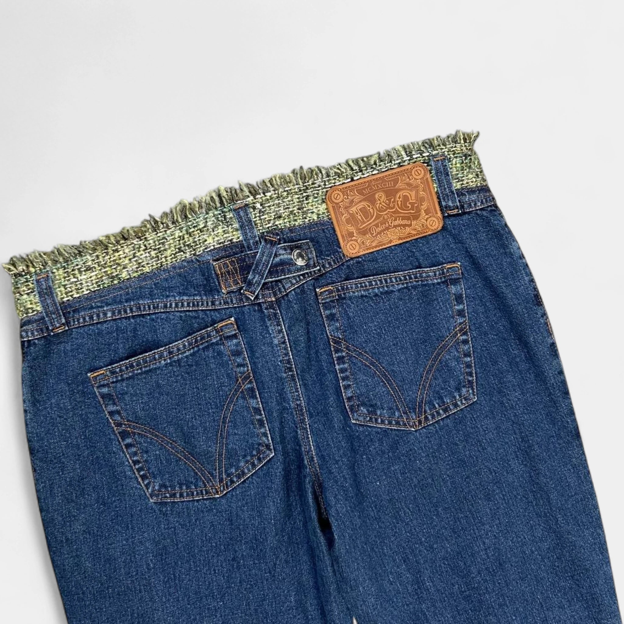 Dolce & Gabbana Green Tweed Denim Pants