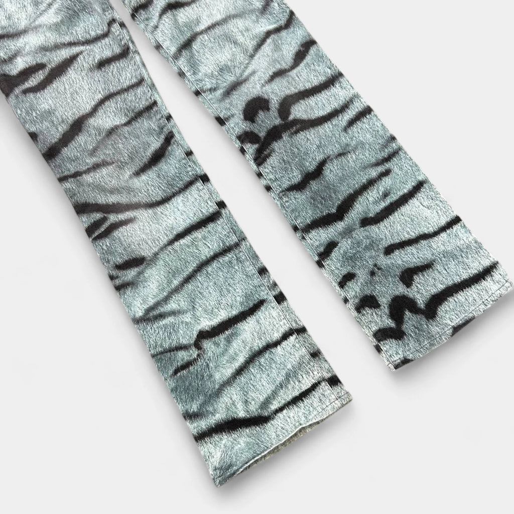 Just Cavalli Blue Tiger Print Flared Pants