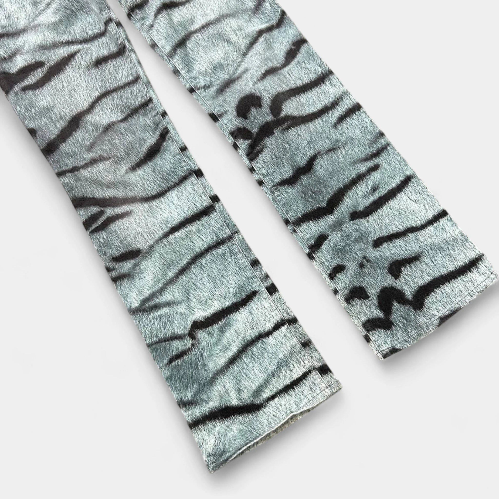 Just Cavalli Blue Tiger Print Flared Pants