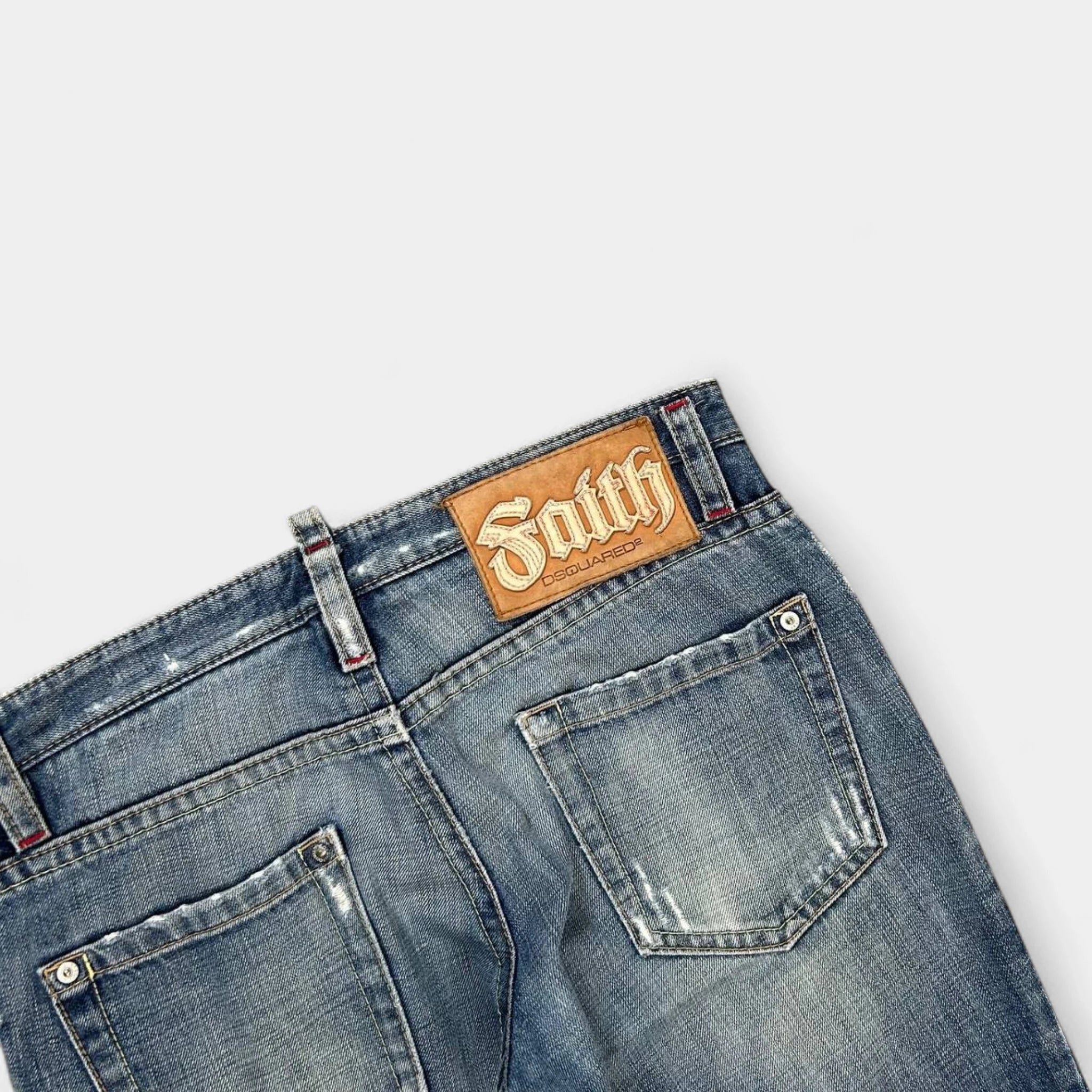 Dsquared Jeans Straight Leg Fucker Detail Blue Pants