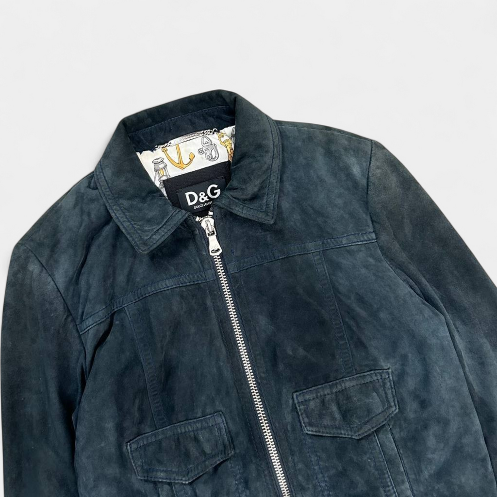 Dolce & Gabbana 2000's Navy Suede Jacket