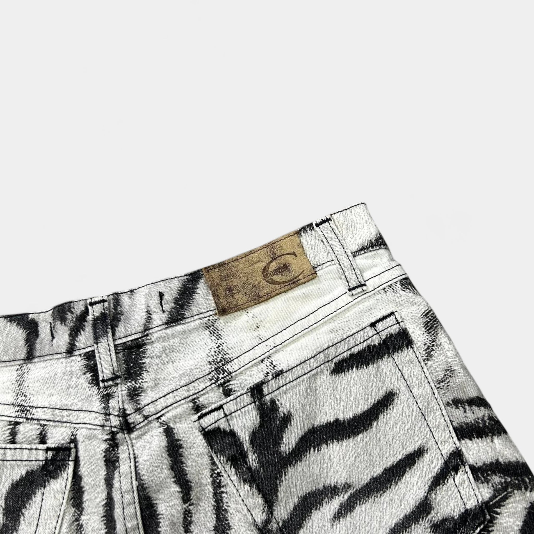 Just Cavalli Mid-Rise Zebra Print Denim Skirt
