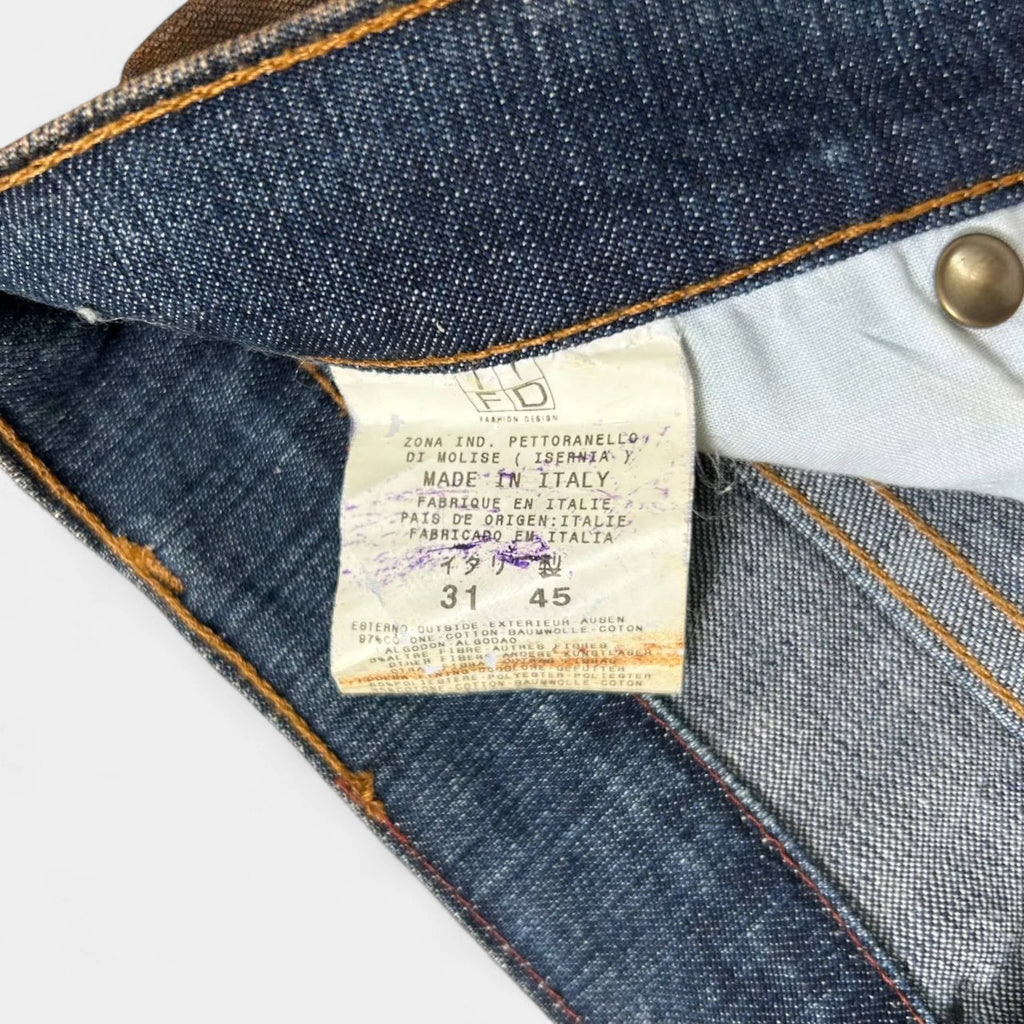 Just Cavalli Brown Waxed on Denim Pants