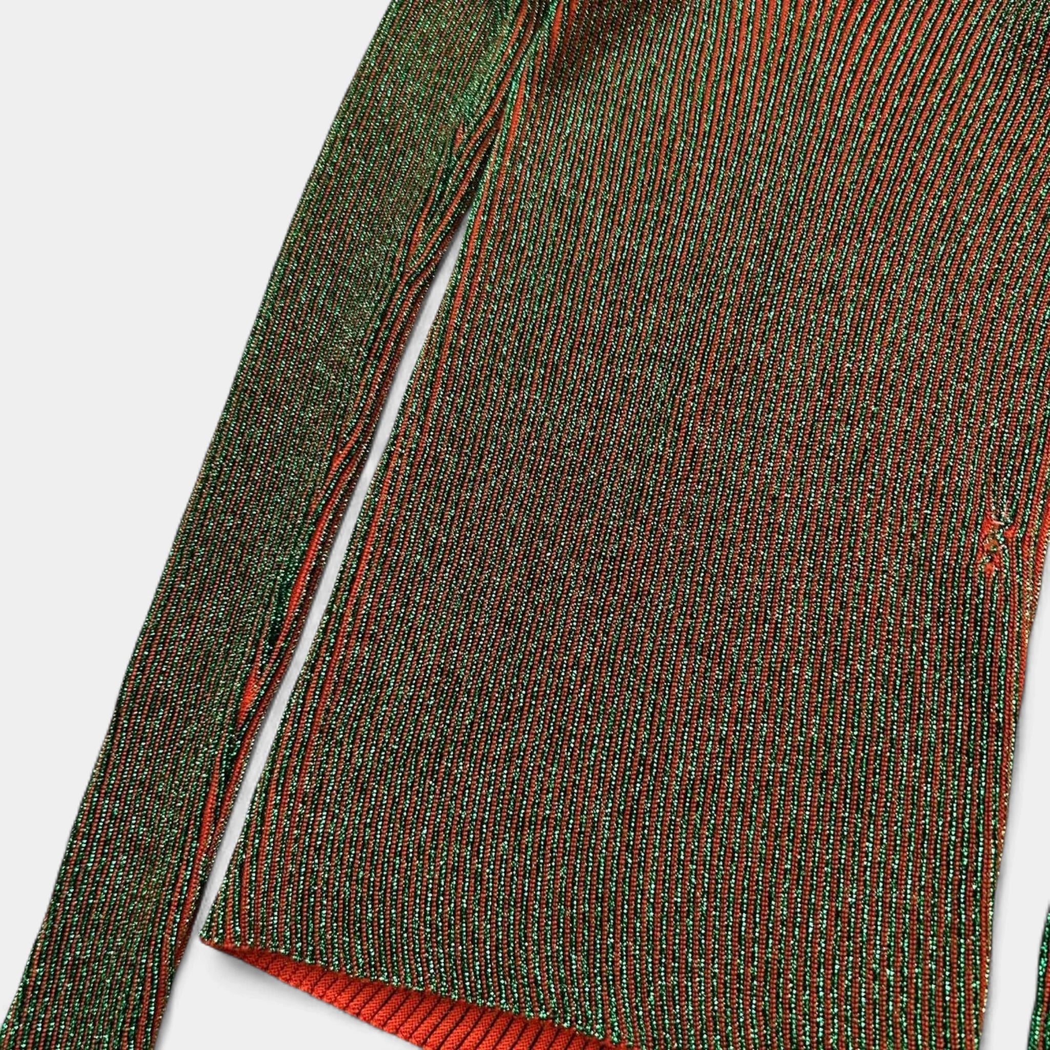 Jean Paul Gaultier Maille Iridescent Ribbed Knit V-Neck Sweater