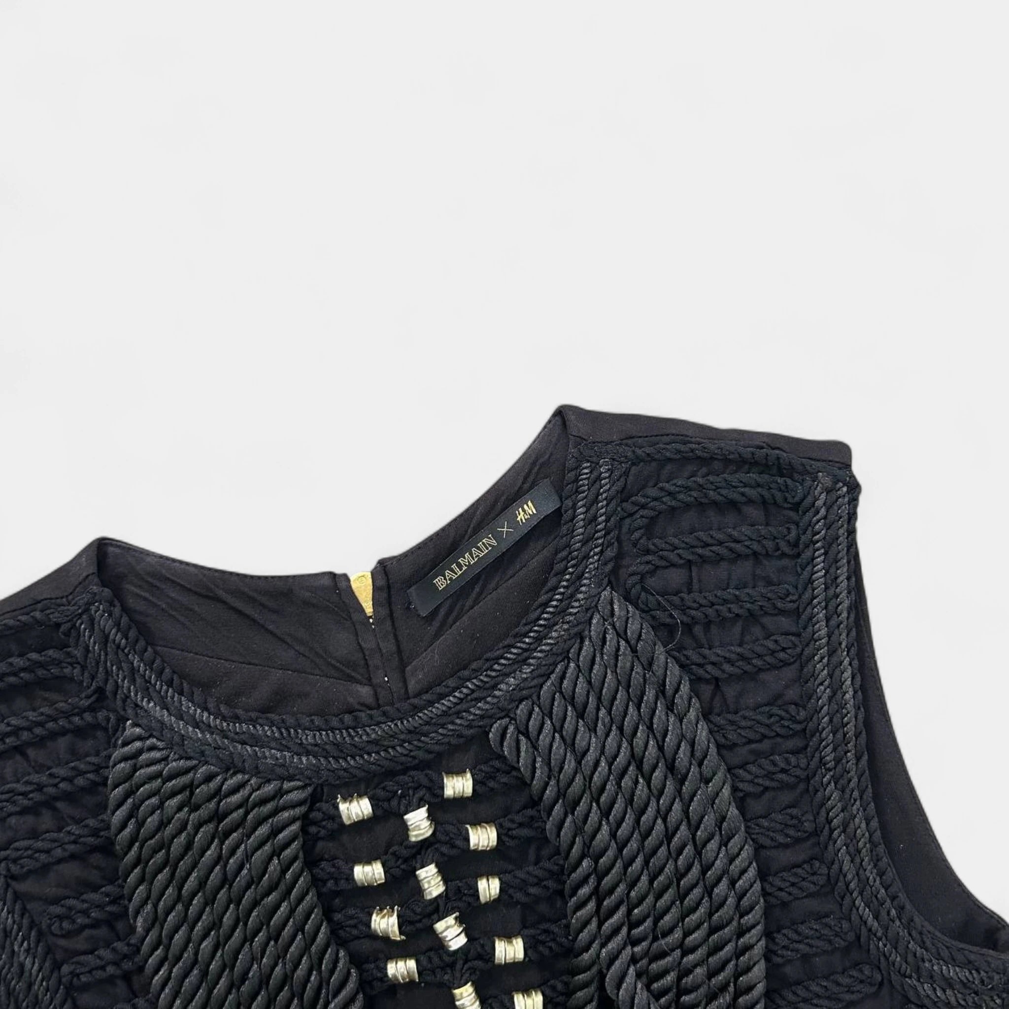 Balmain 2010s Naval Rock Black Sailor Style T-Shirt