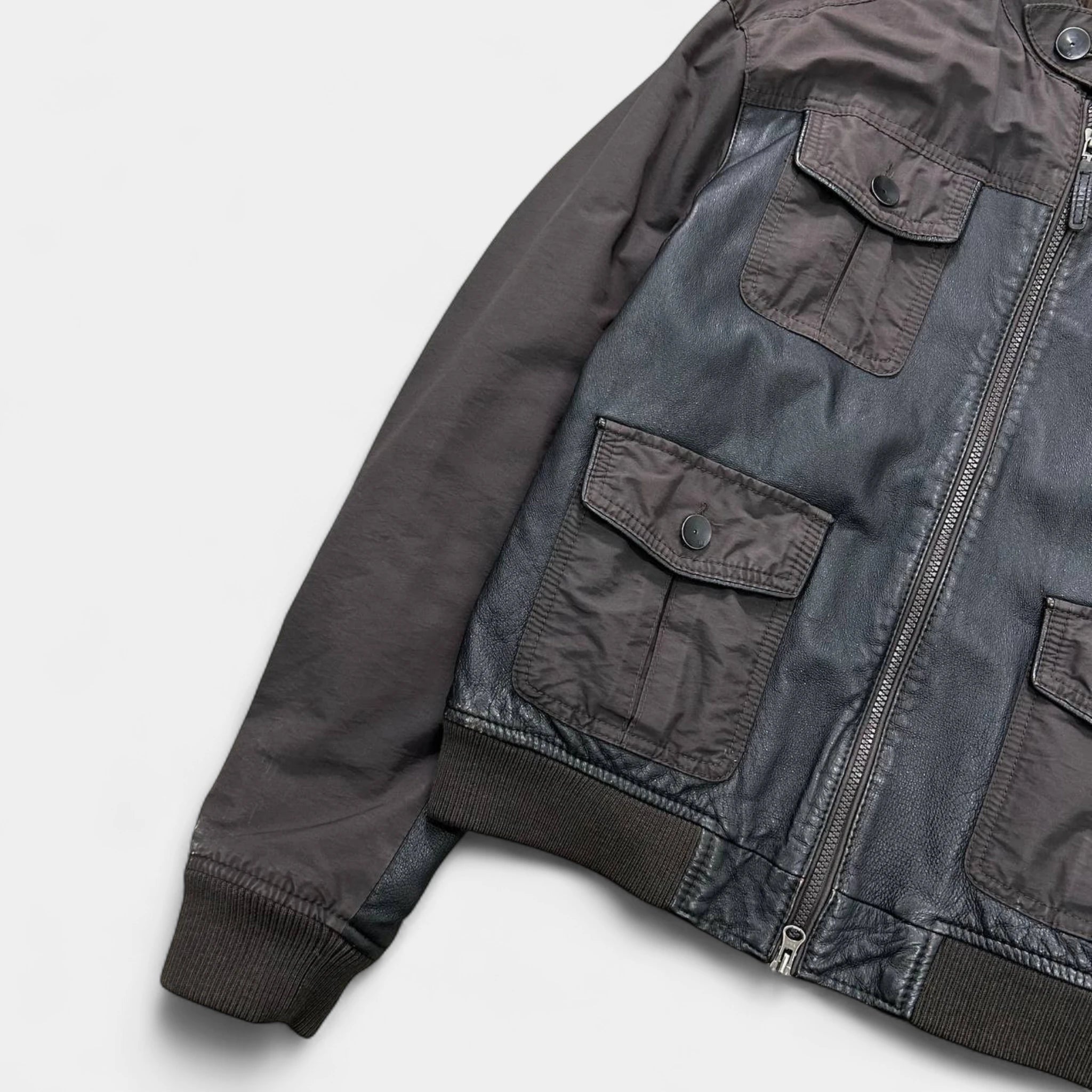 Armani Jeans Nylon and Leather Cargo Jacket