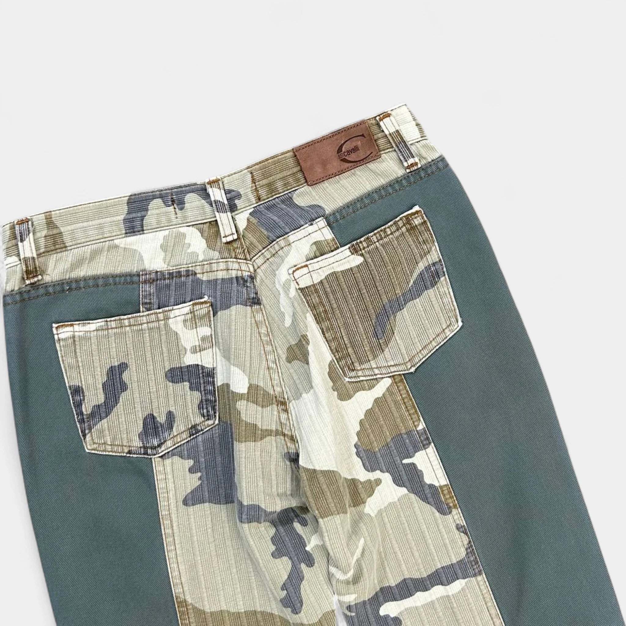 Just Cavalli Vintage Camouflage Green Flared Pants