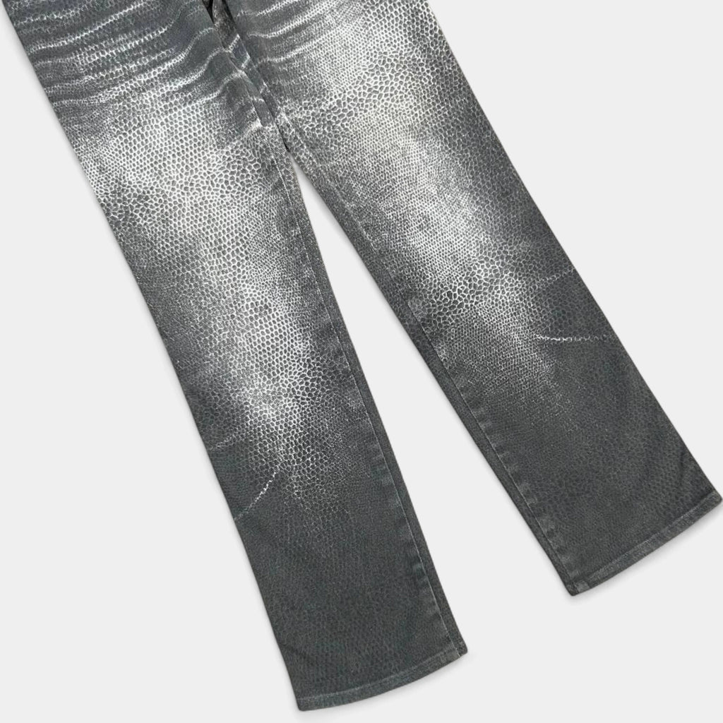 Cavalli Vintage Grey Distressed Snake Effect Jeans