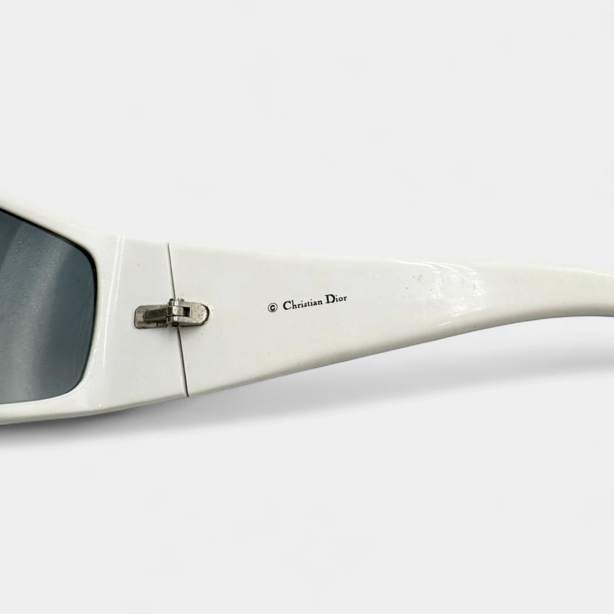 Christian Dior 2002 by Galliano White Ski 1 Wrap Shield Logo Sunglasses