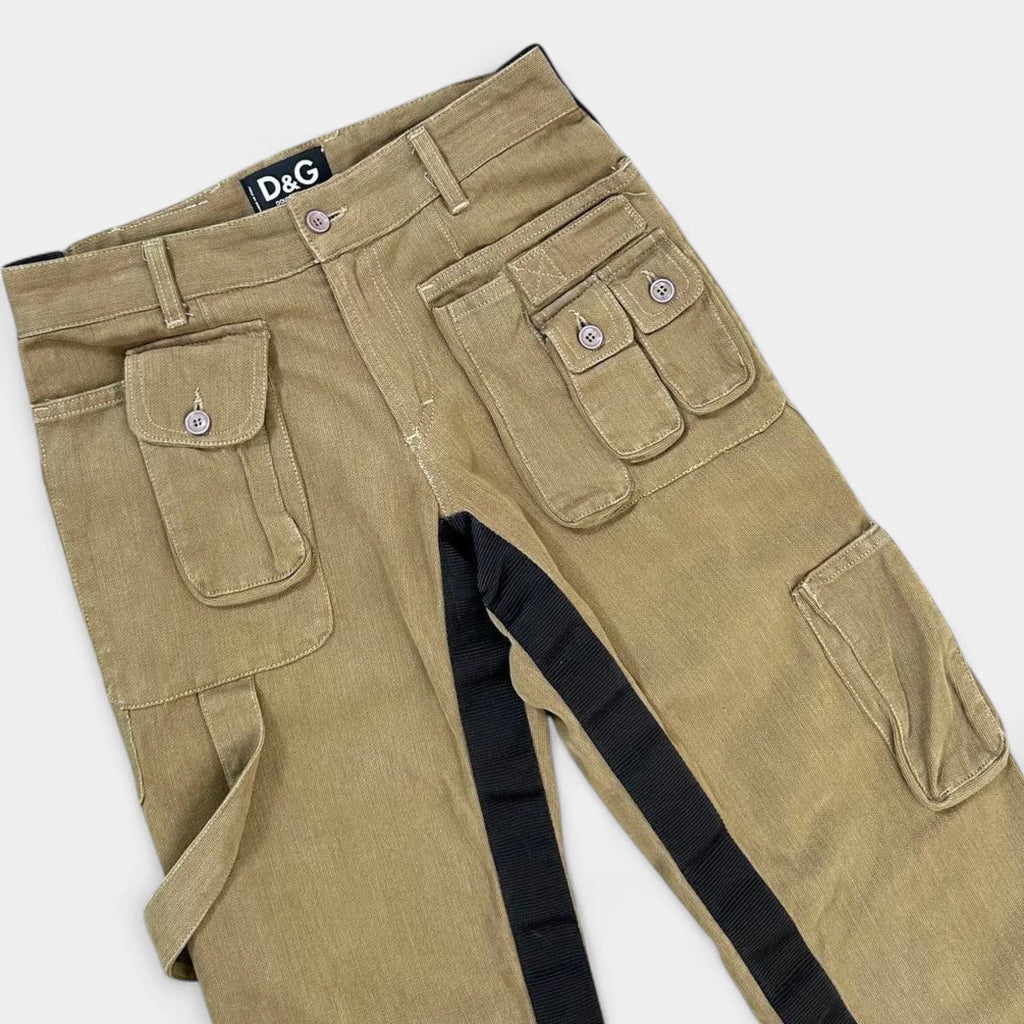 Dolce & Gabbana AW03 Cargo Flare Beige Pants