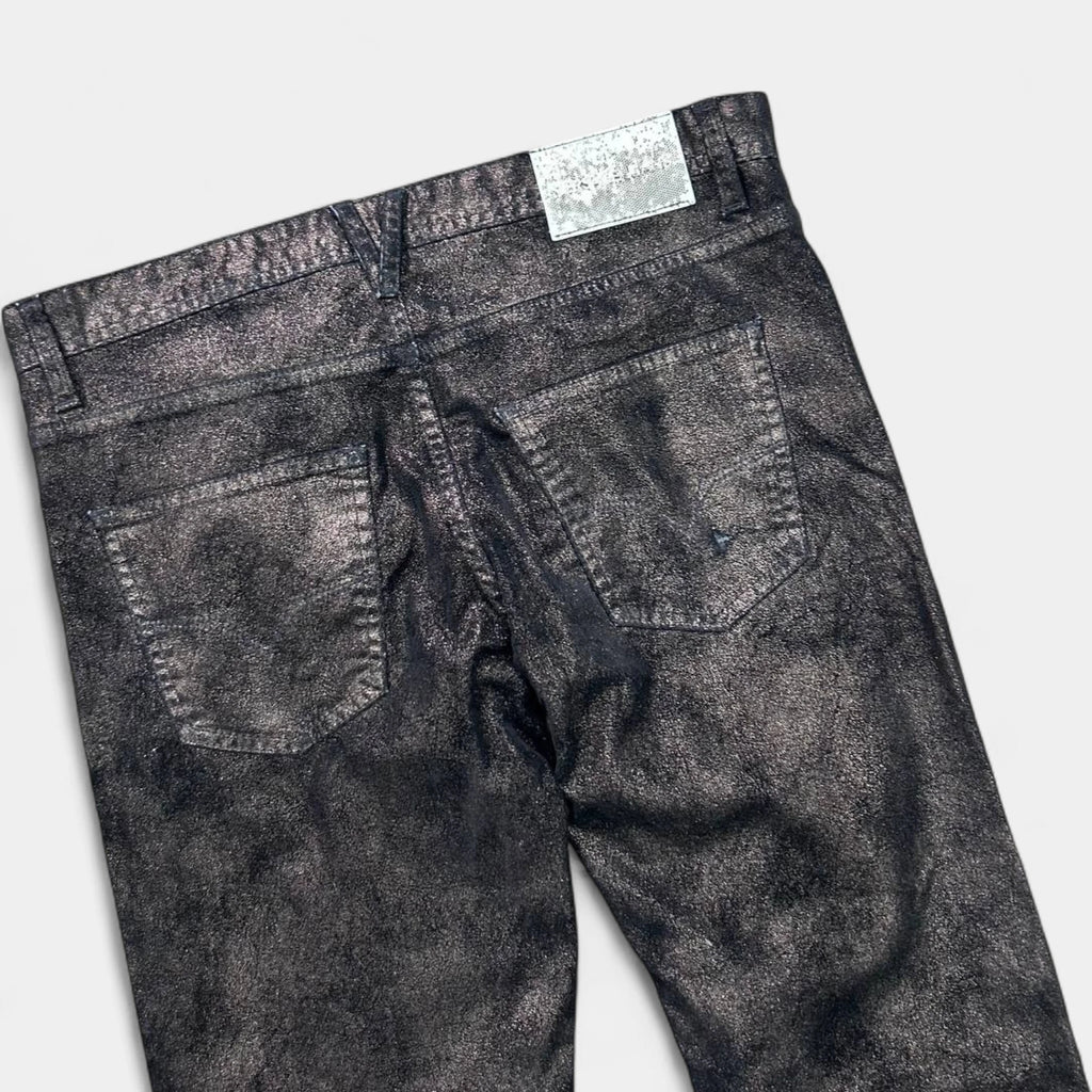 Versace Jeans Skinny Metallic Black Suede Pants