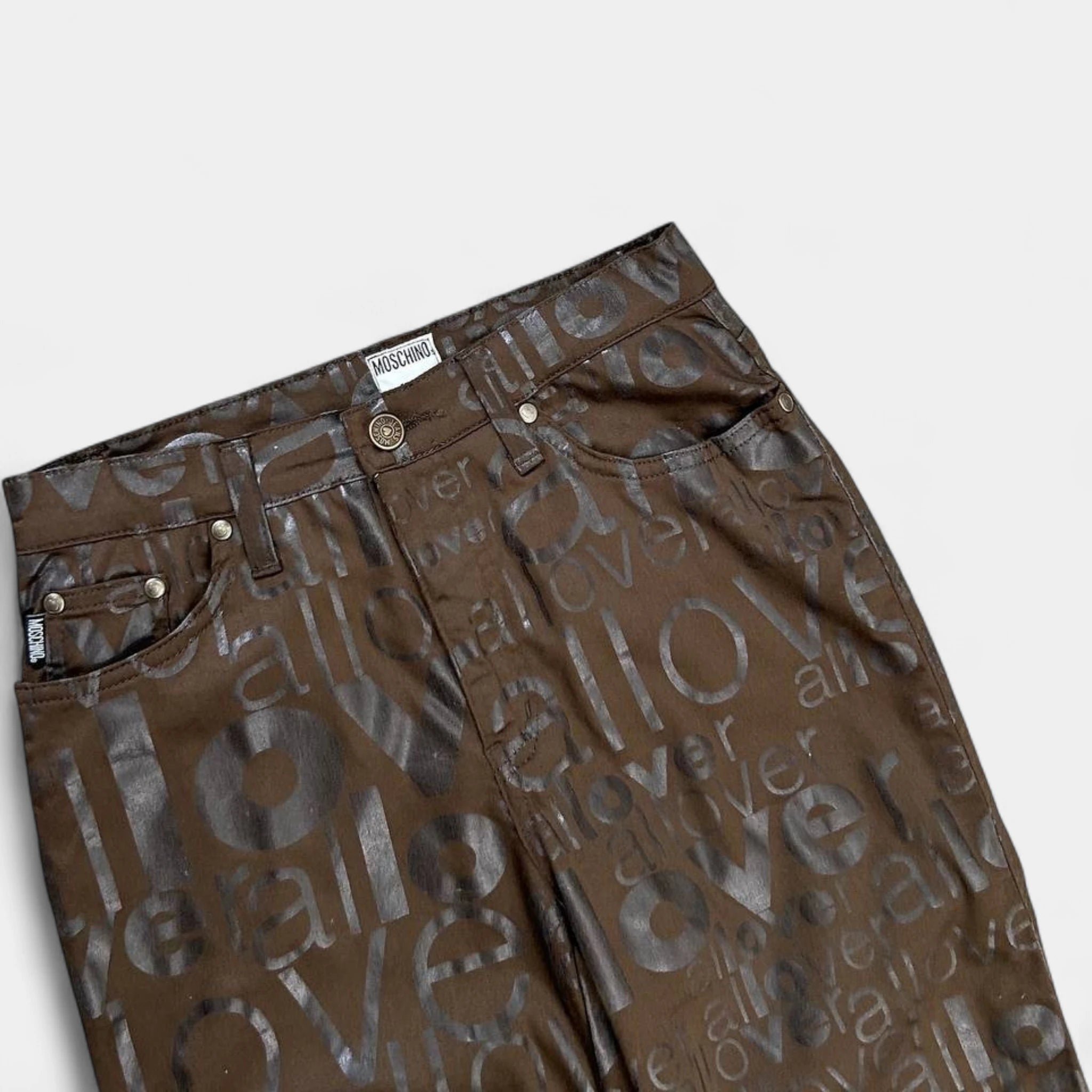 Moschino Brown Letters Print Pants