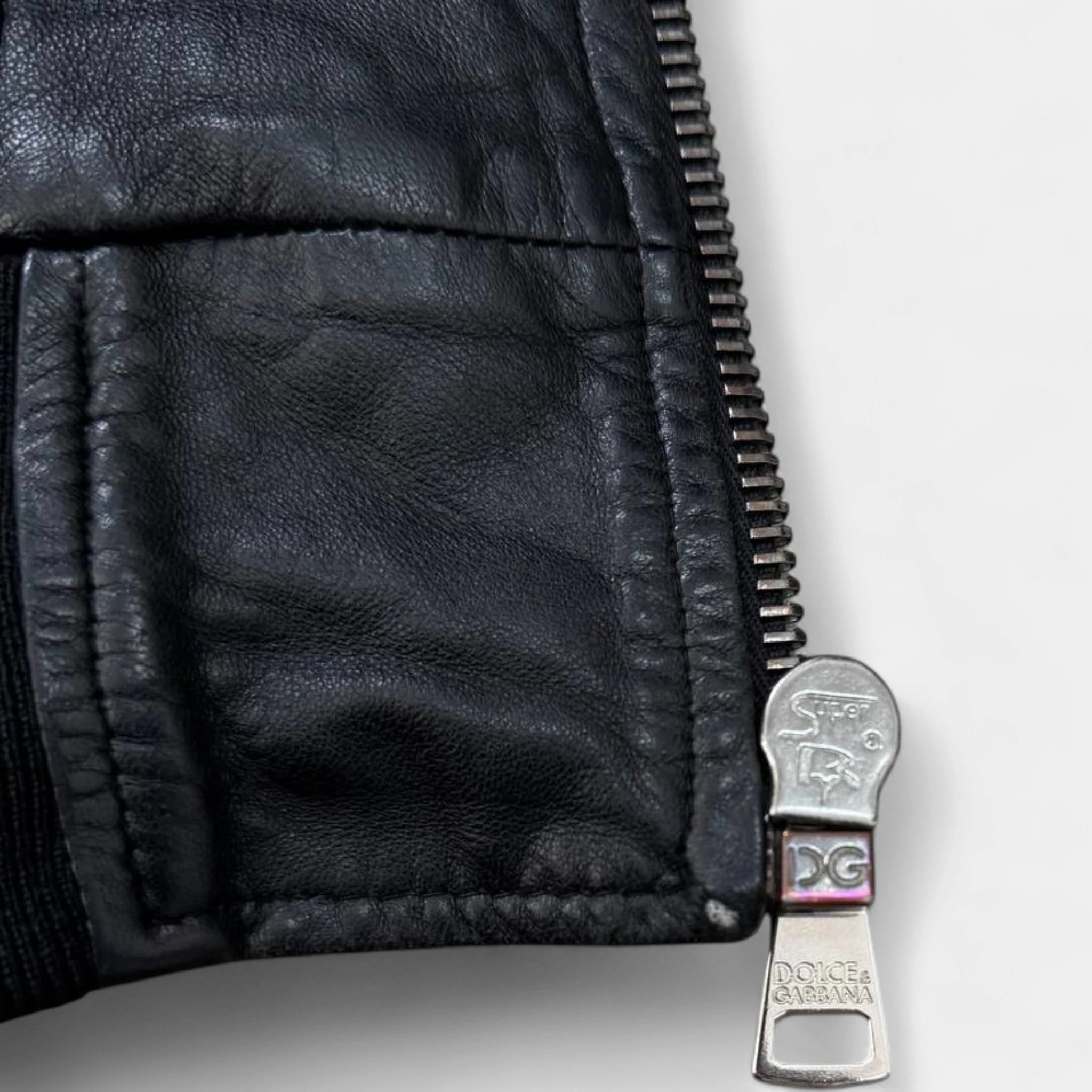 Dolce & Gabbana Multi-Pocket Black Leather Bomber Jacket