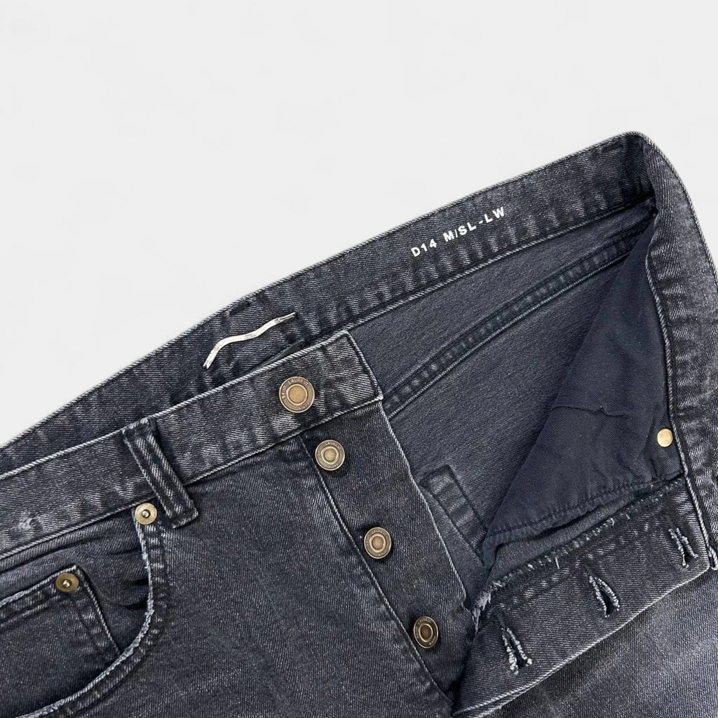 Saint Laurent D14 2017 Classic Embroidered Black Grey Skinny Jeans