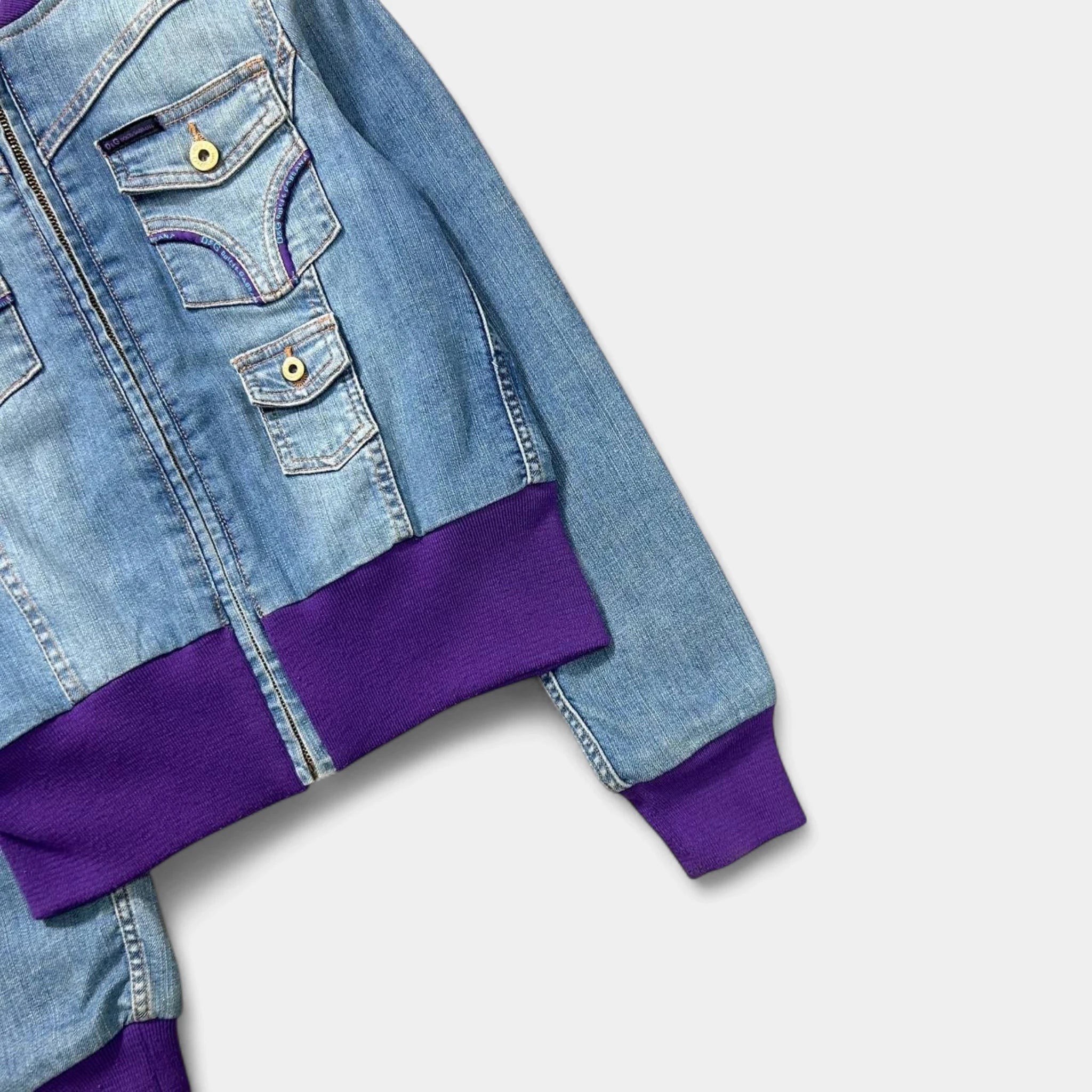 Dolce & Gabbana 2000's Denim Purple Bomber Jacket