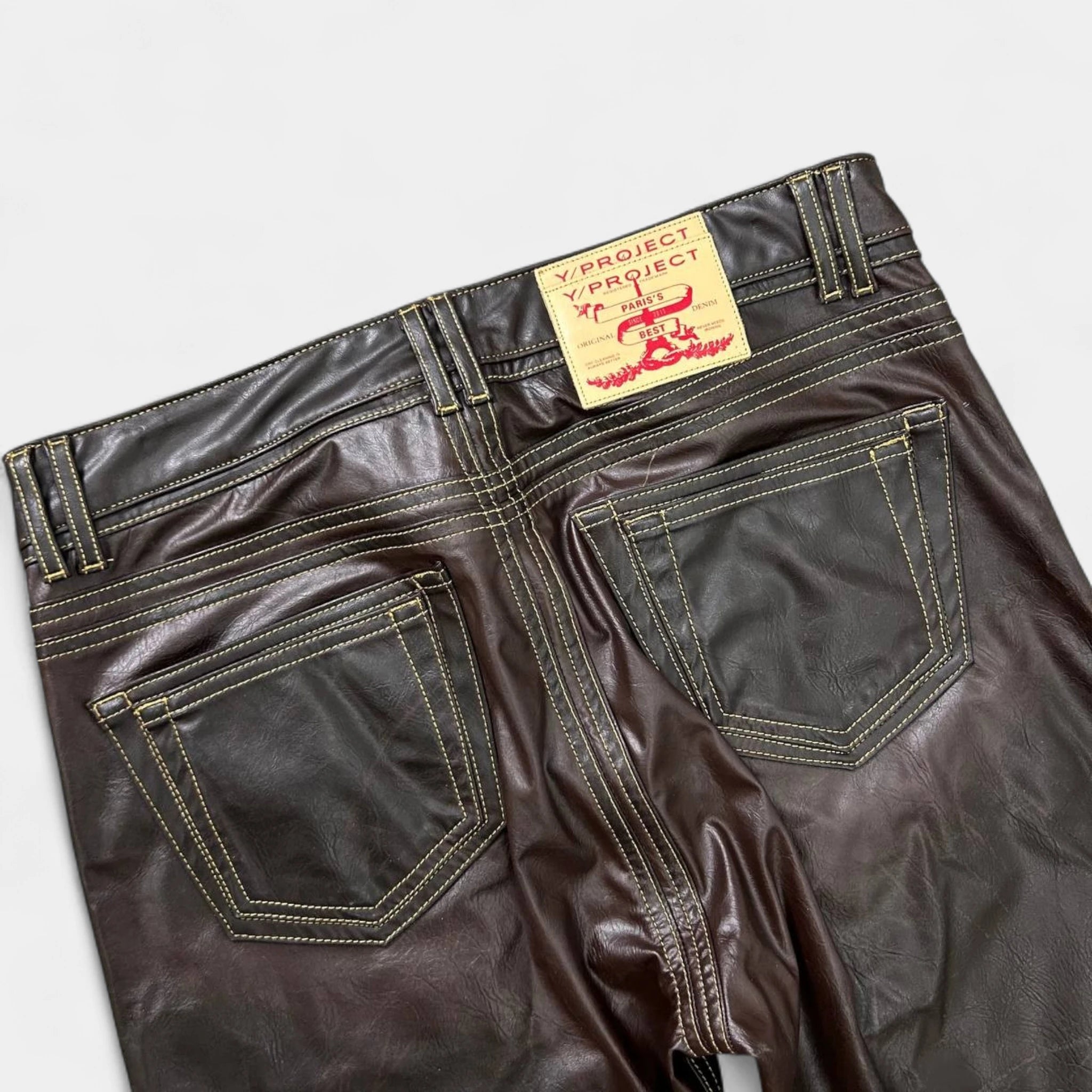 Y Project Brown Vegan Leather Pants
