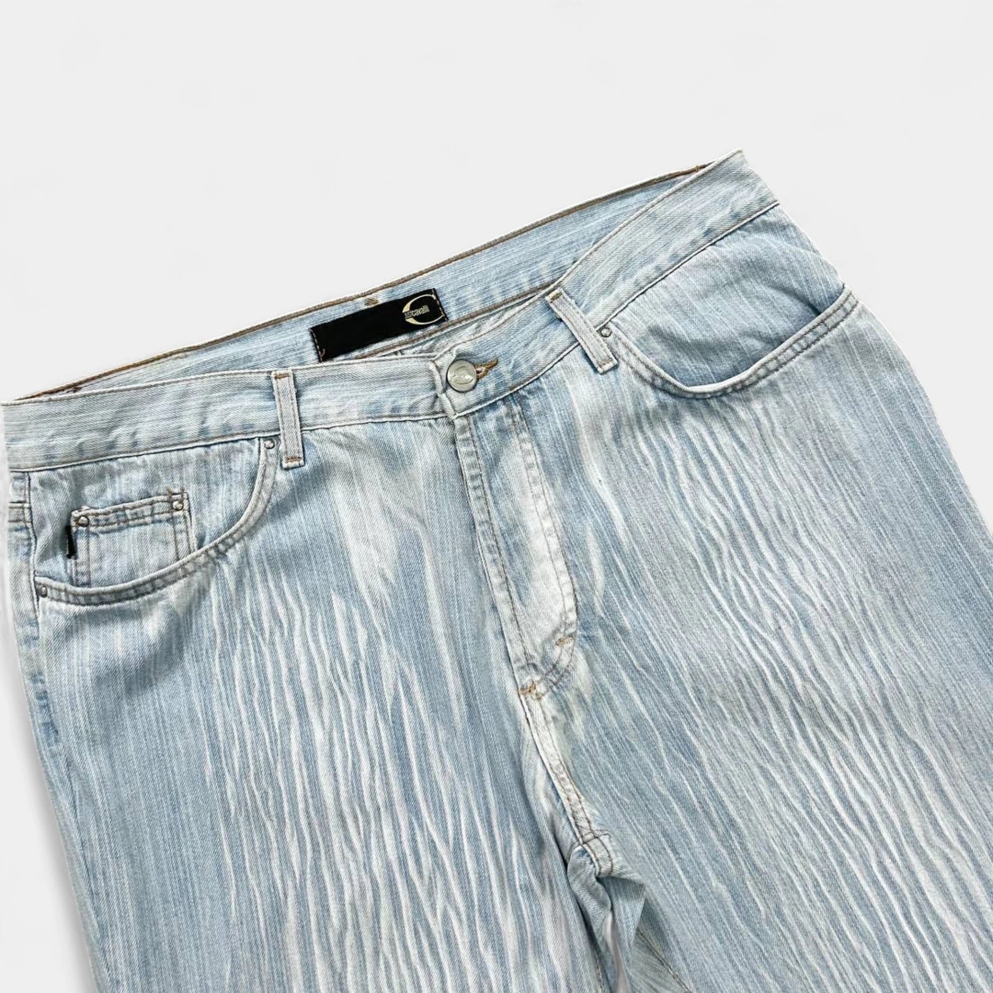 Just Cavalli Blue Wood Effect Pants