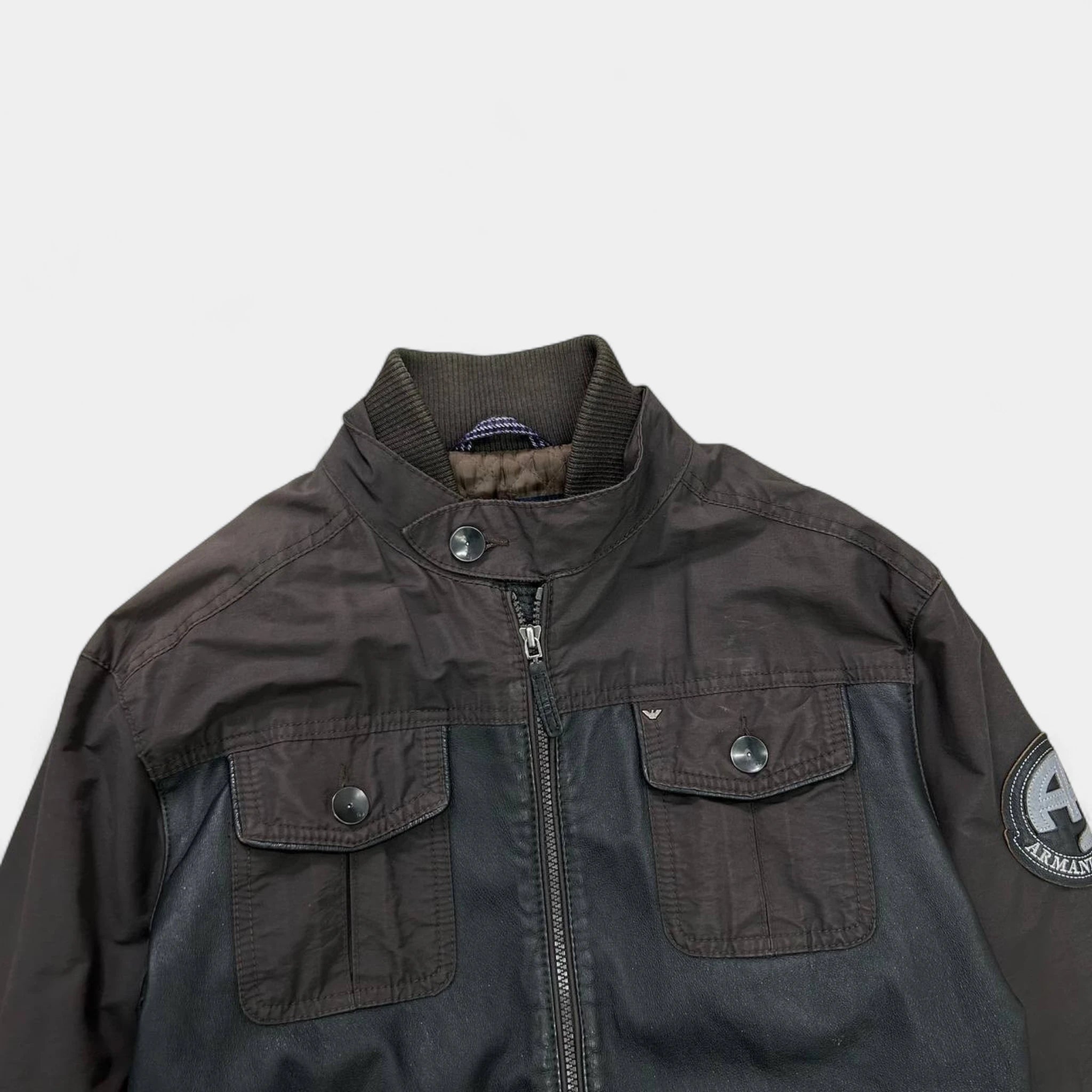Armani Jeans Nylon and Leather Cargo Jacket