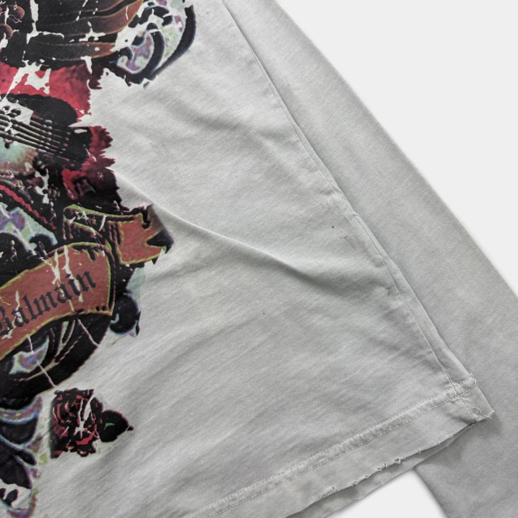 Pierre Balmain Gothic Crest Distressed Long Sleeve
