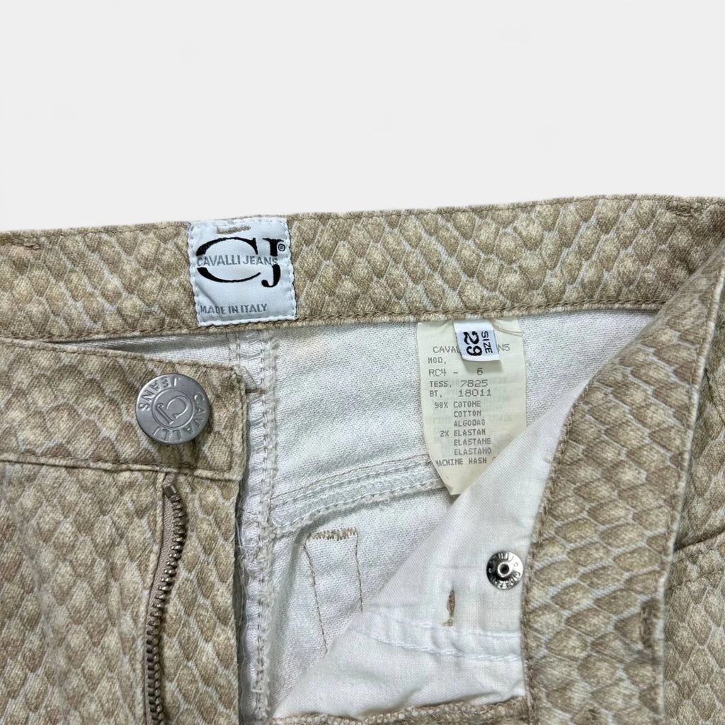 Cavalli High Rise Jeans Snake Print Straight Cut Pants