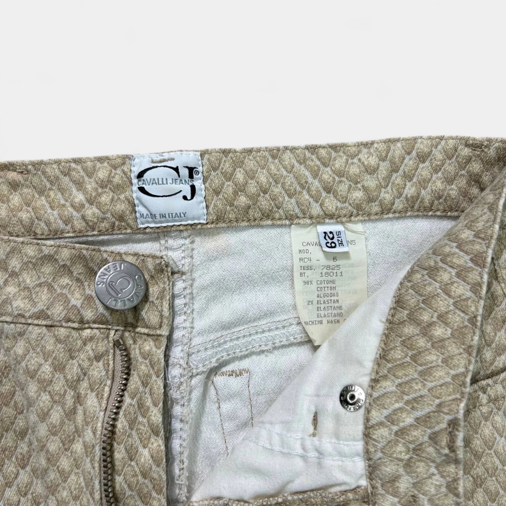 Cavalli High Rise Jeans Snake Print Straight Cut Pants