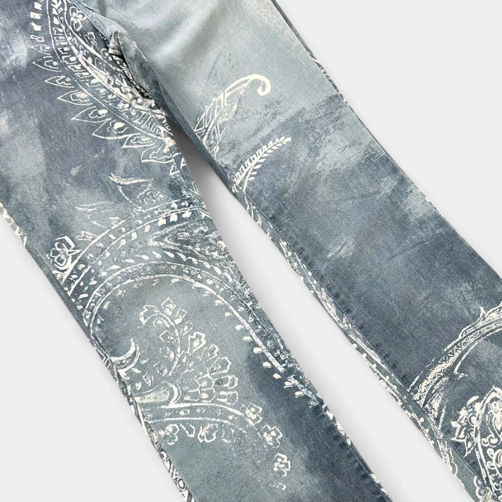 Just Cavalli Light Blue Bandana Print Flared Jeans