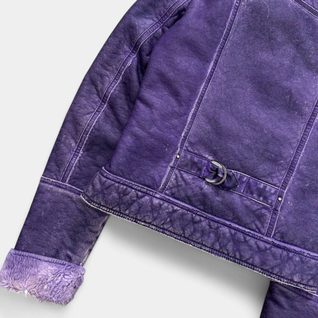 Diesel 2000s Washed Purple Sherpa Biker Jacket