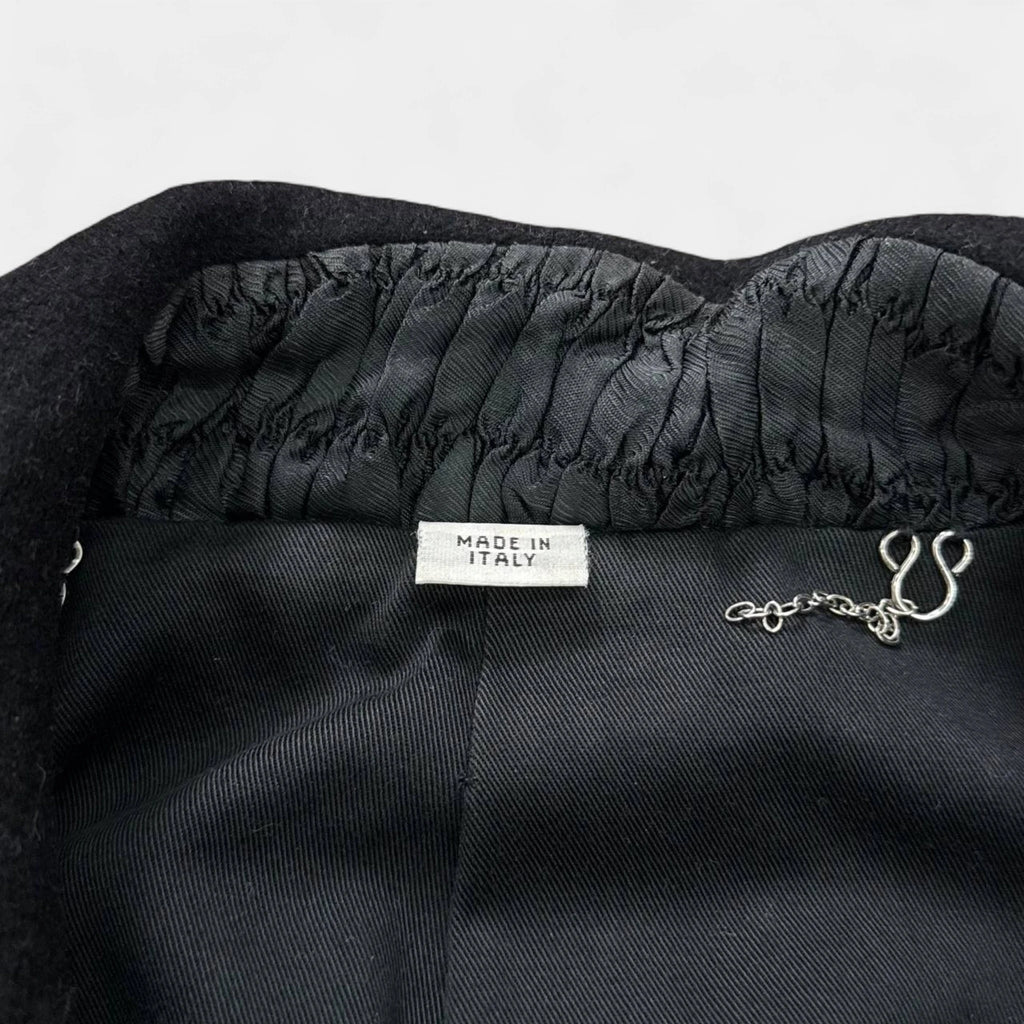 Galliano Black Wool Asymmetric Hussar Military Biker Jacket
