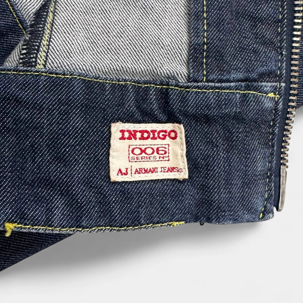 Armani Jeans Vintage  Indigo Cropped Zip-Up Denim Jacket