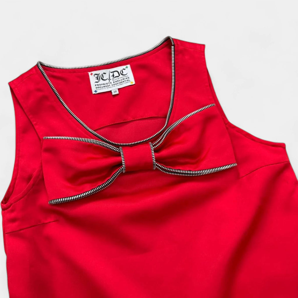 Jean-Charles de Castelbajac Red Satin Bow Sleeveless Top