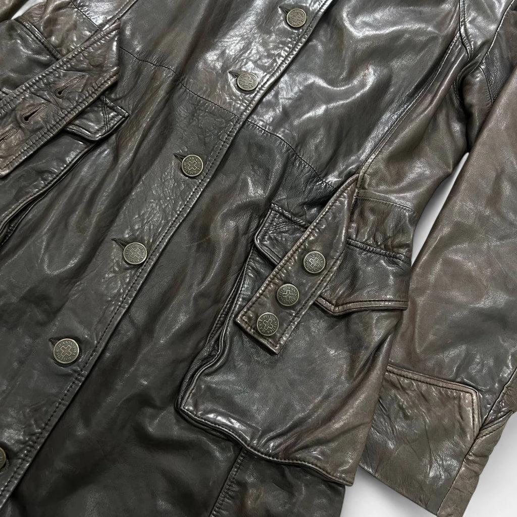 Jean Paul Gaultier 90's Vintage Brown Leather Trench Coat