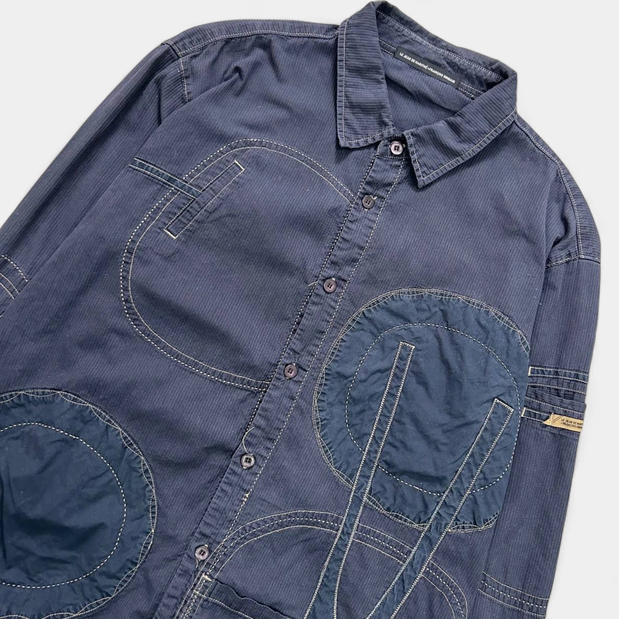 Marithé + François Girbaud Contrast Stitch Patchwork Multi-Pocket Shirt