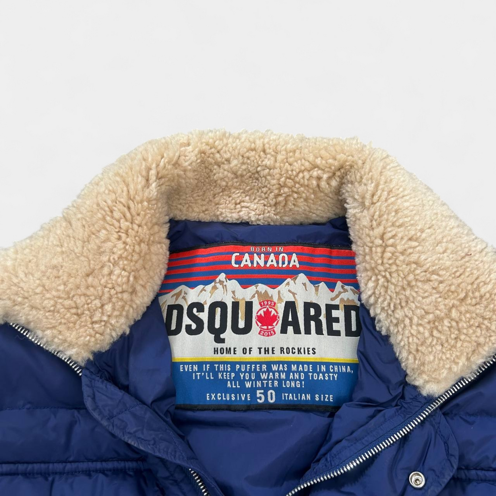 Dsquared2 Neck Fur Royal Blue Coat