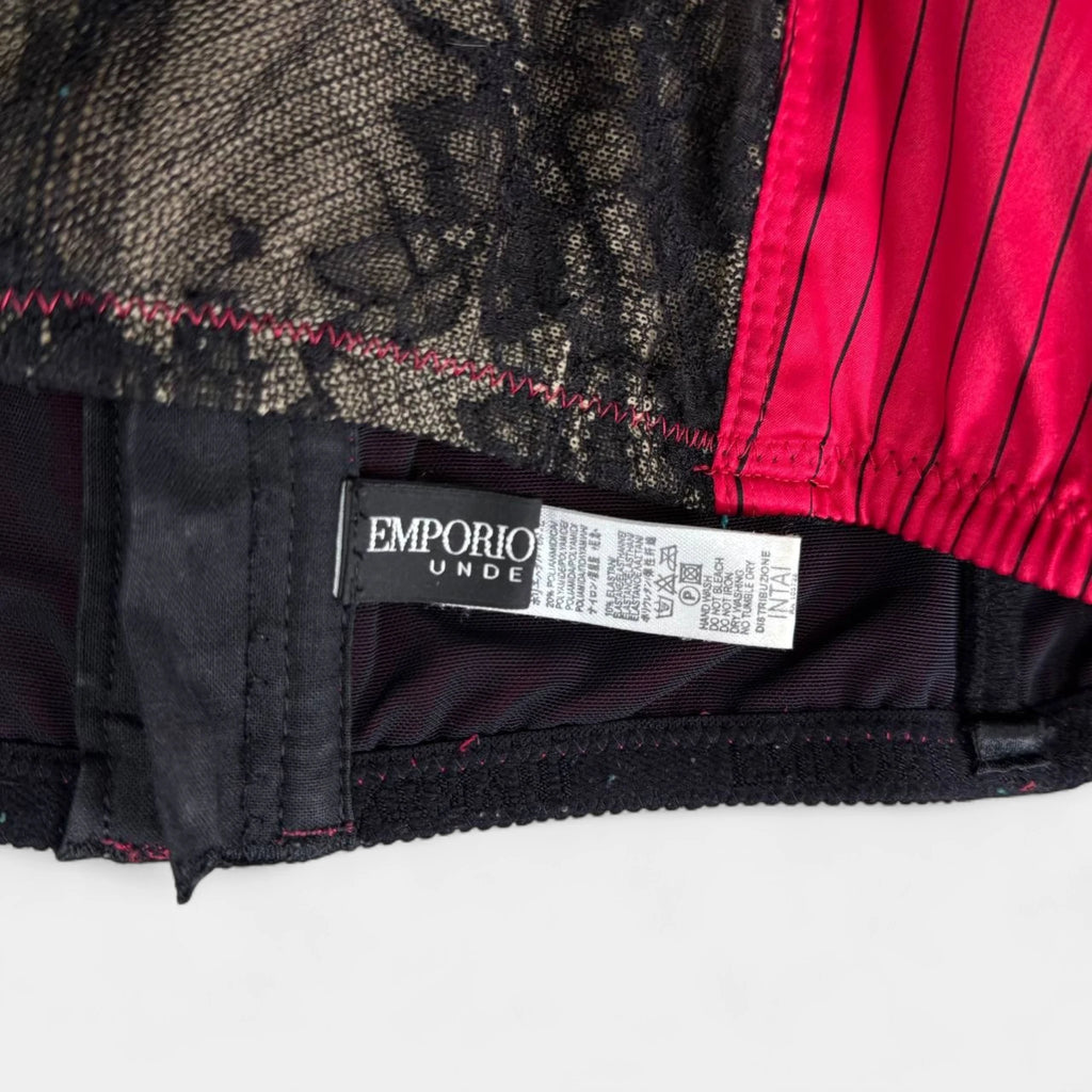 Emporio Armani Pink Pinstripe Lace Corset Bustier Top