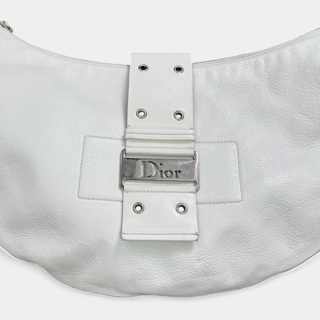 Dior by John Galliano White Leather Street Chic Hobo Bag