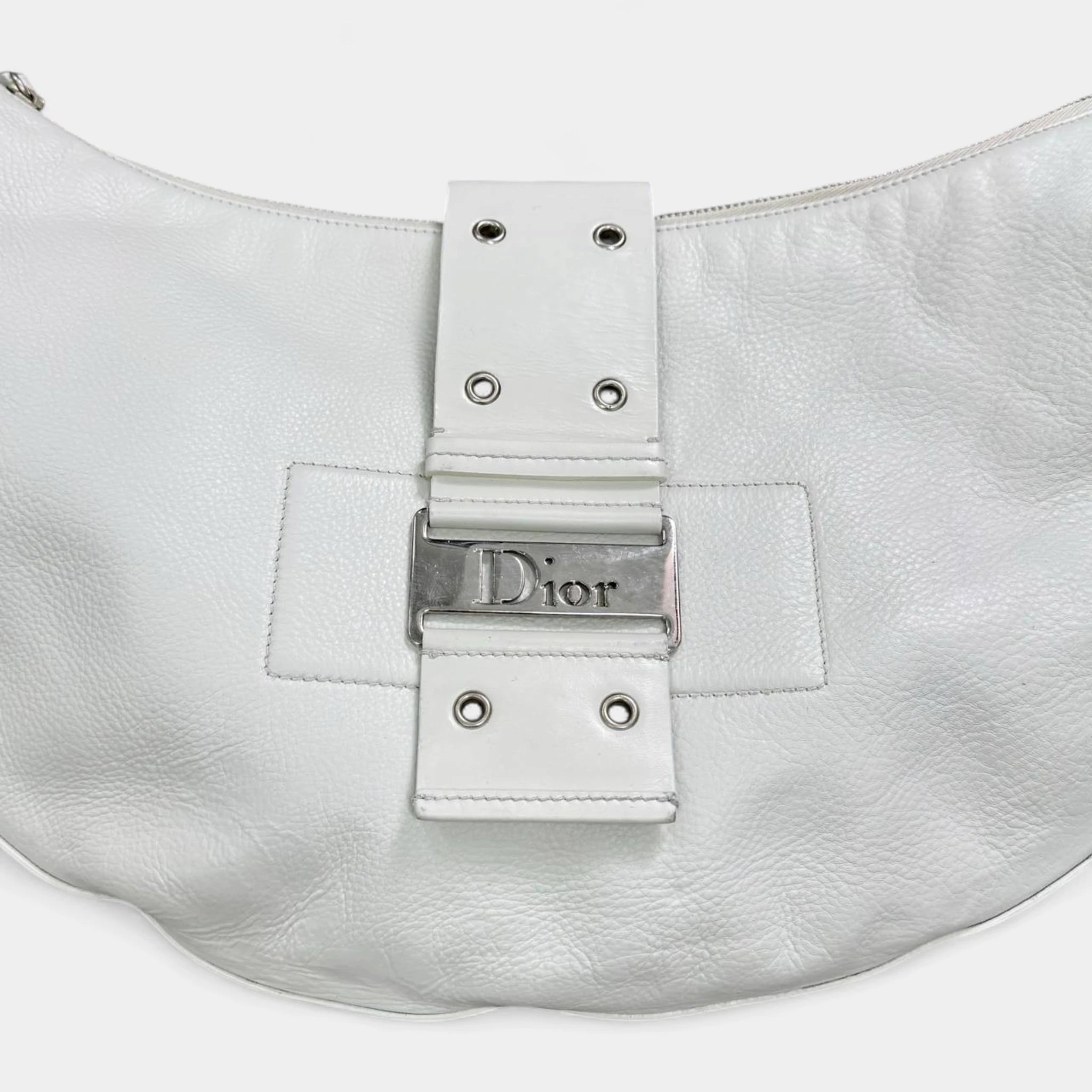 Dior by John Galliano White Leather Street Chic Hobo Bag
