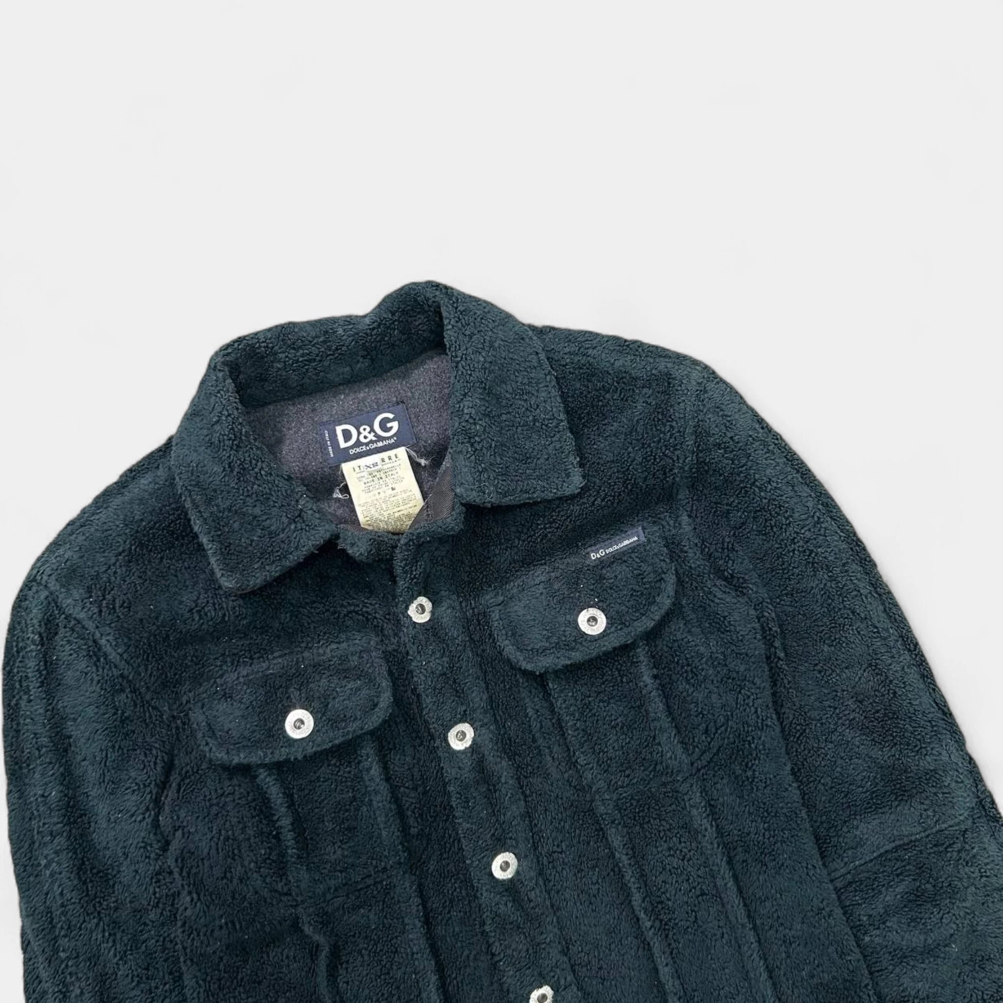 Dolce & Gabbana Towel Texture Dark Turquoise Fur Jackets