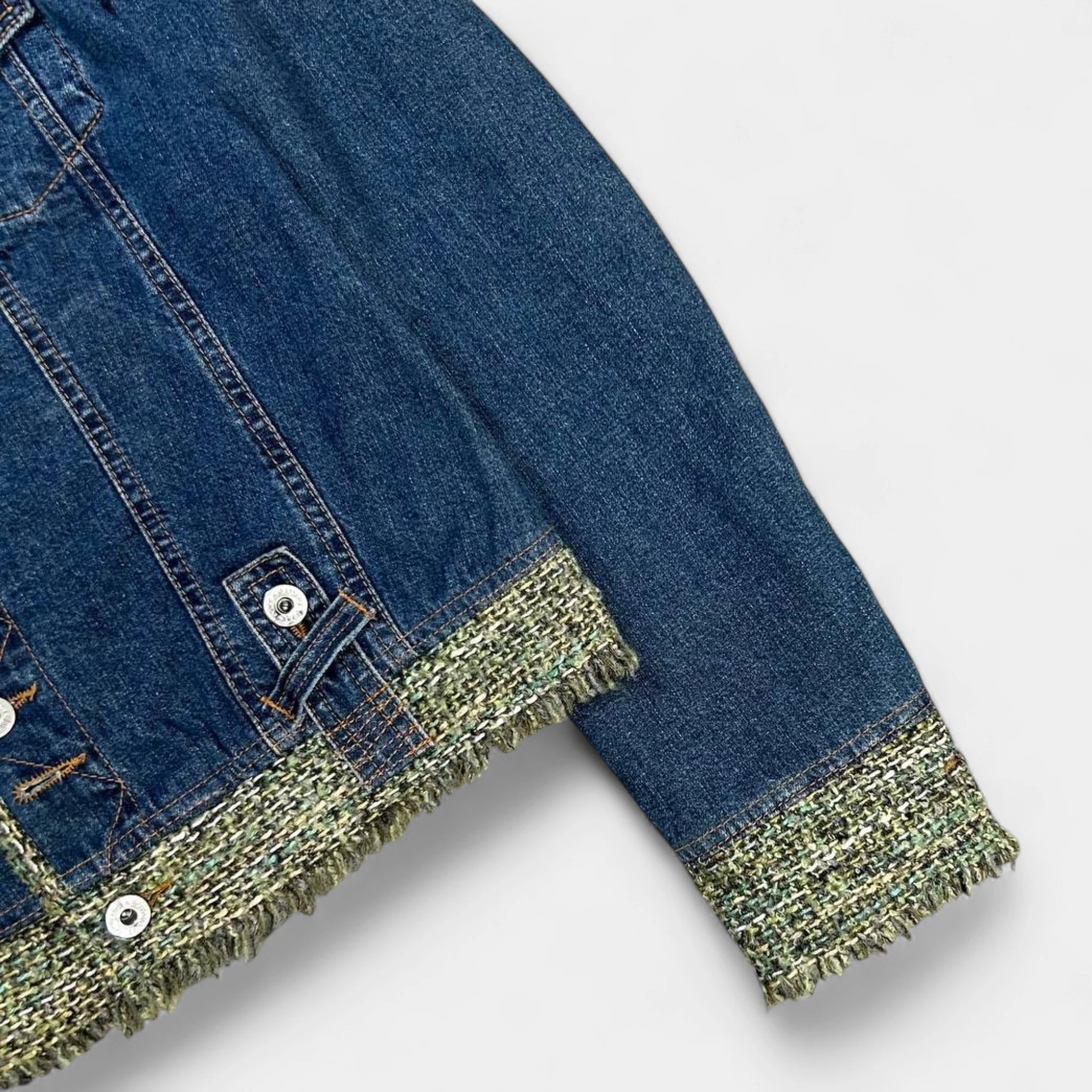 Dolce & Gabbana Green Tweed Denim Jacket